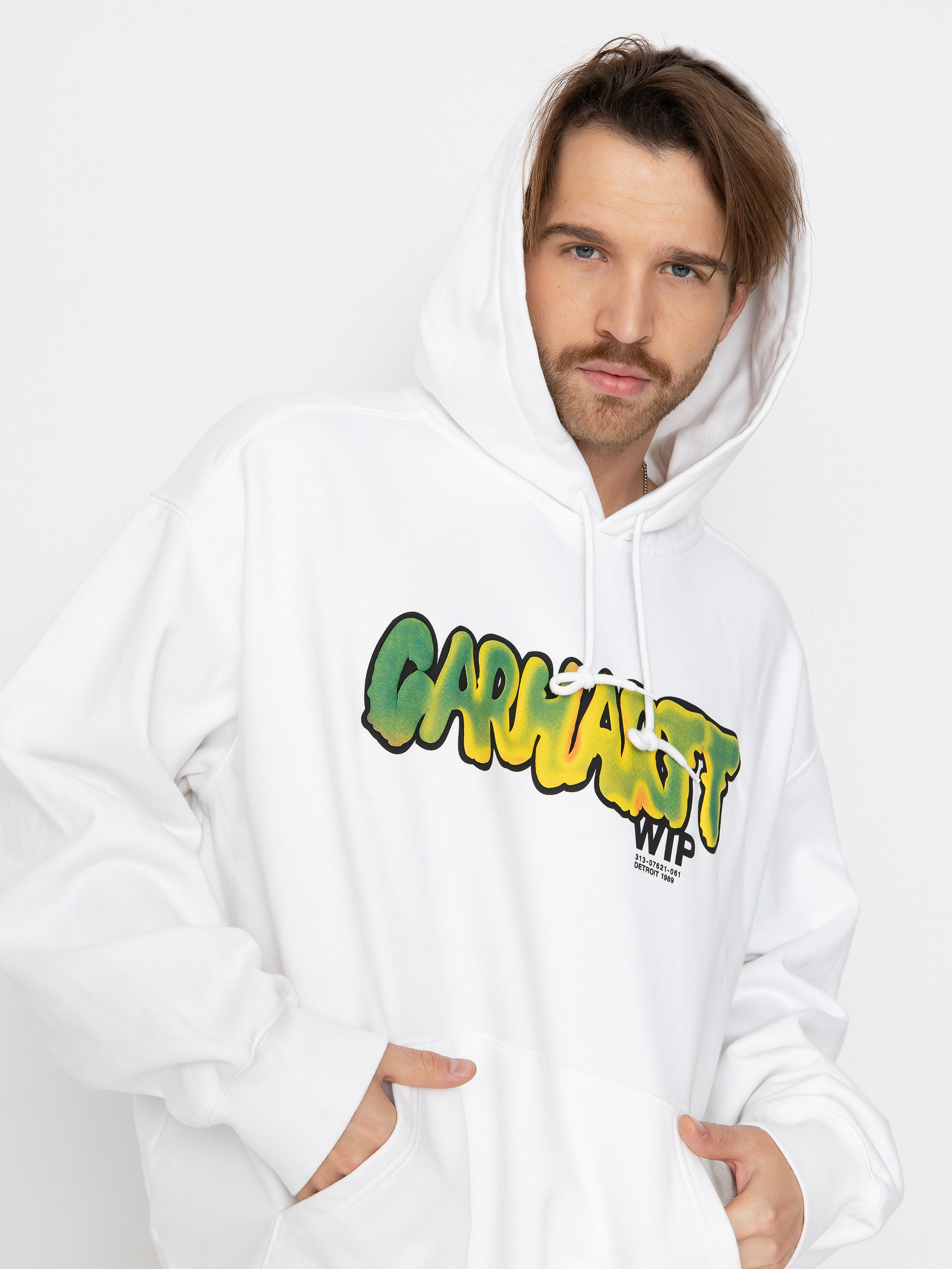 Kapucnis pulóver Carhartt WIP Drip HD (white)