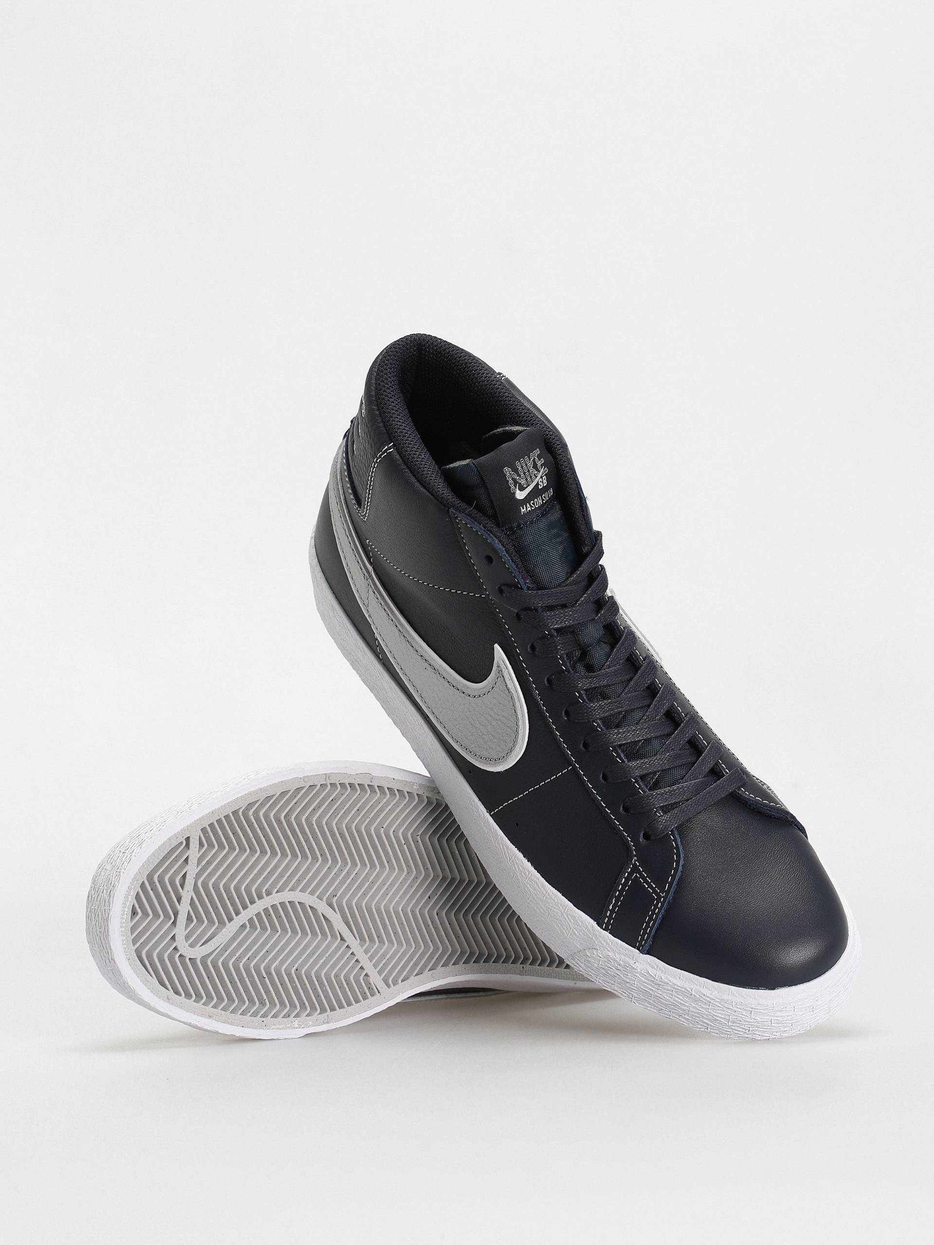 Nike SB Zoom Blazer Mid Mason Silva QS Cipők (dark obsidian/metallic silver white)