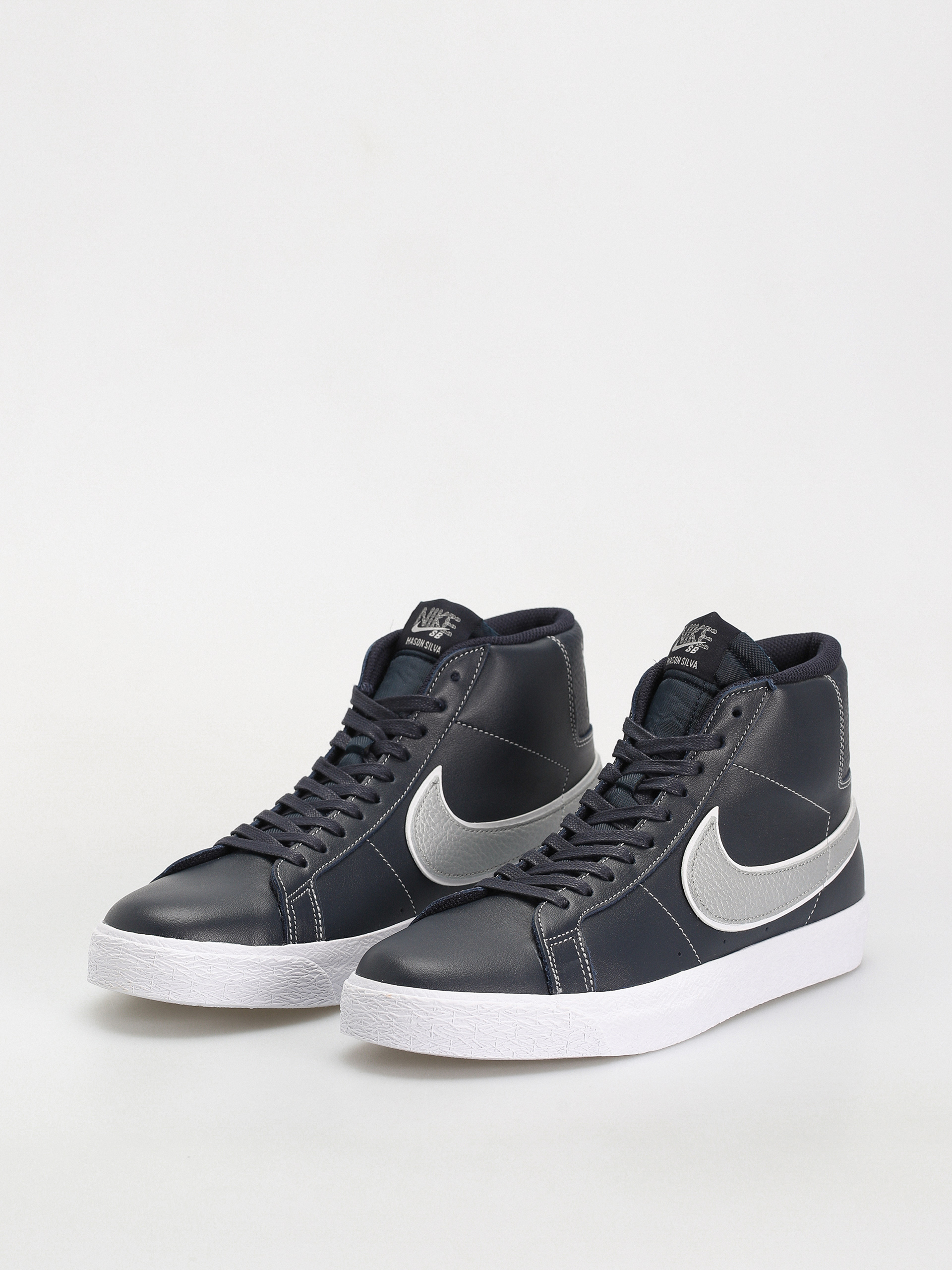 Nike SB Zoom Blazer Mid Mason Silva QS Cipők (dark obsidian/metallic silver white)
