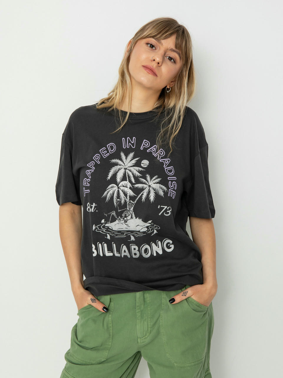 Billabong Trapped In Paradise Wmn Póló (off black)