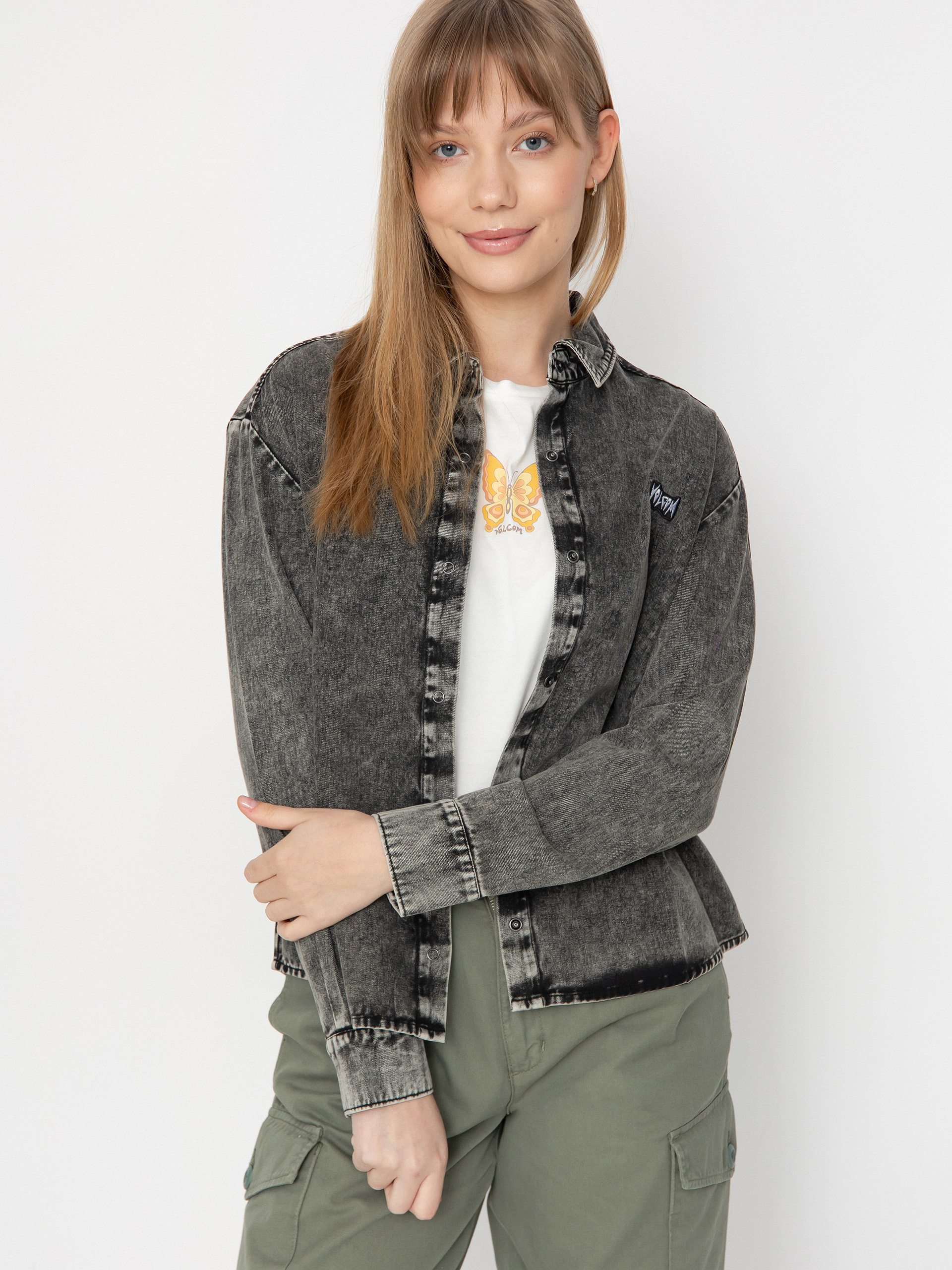 Volcom Asphalt Shirt Ls Wmn Hosszú ujjú felső (black)