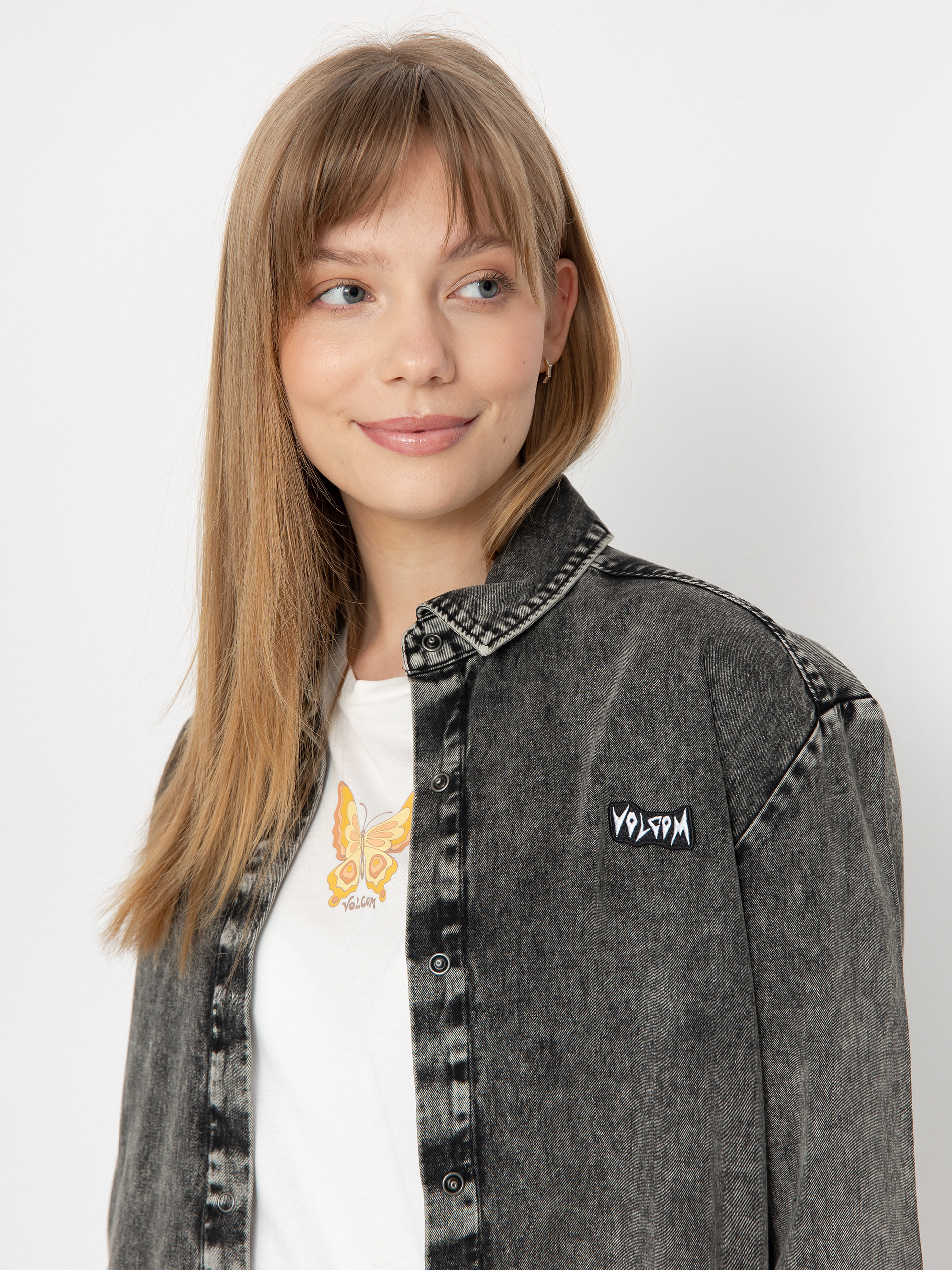 Volcom Asphalt Shirt Ls Wmn Hosszú ujjú felső (black)