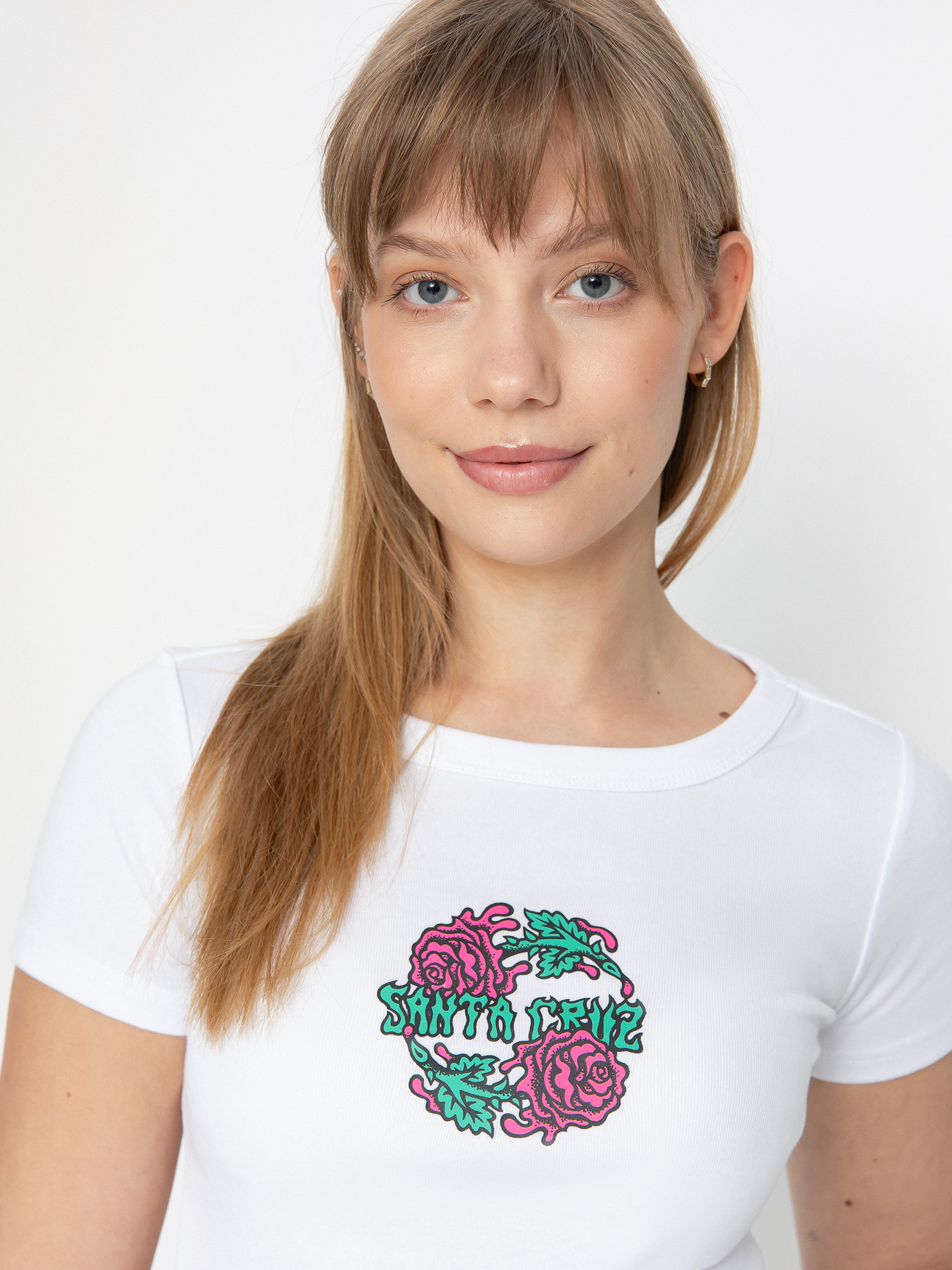 Póló Santa Cruz Dressen Rose Crew Two Front Wmn (white)