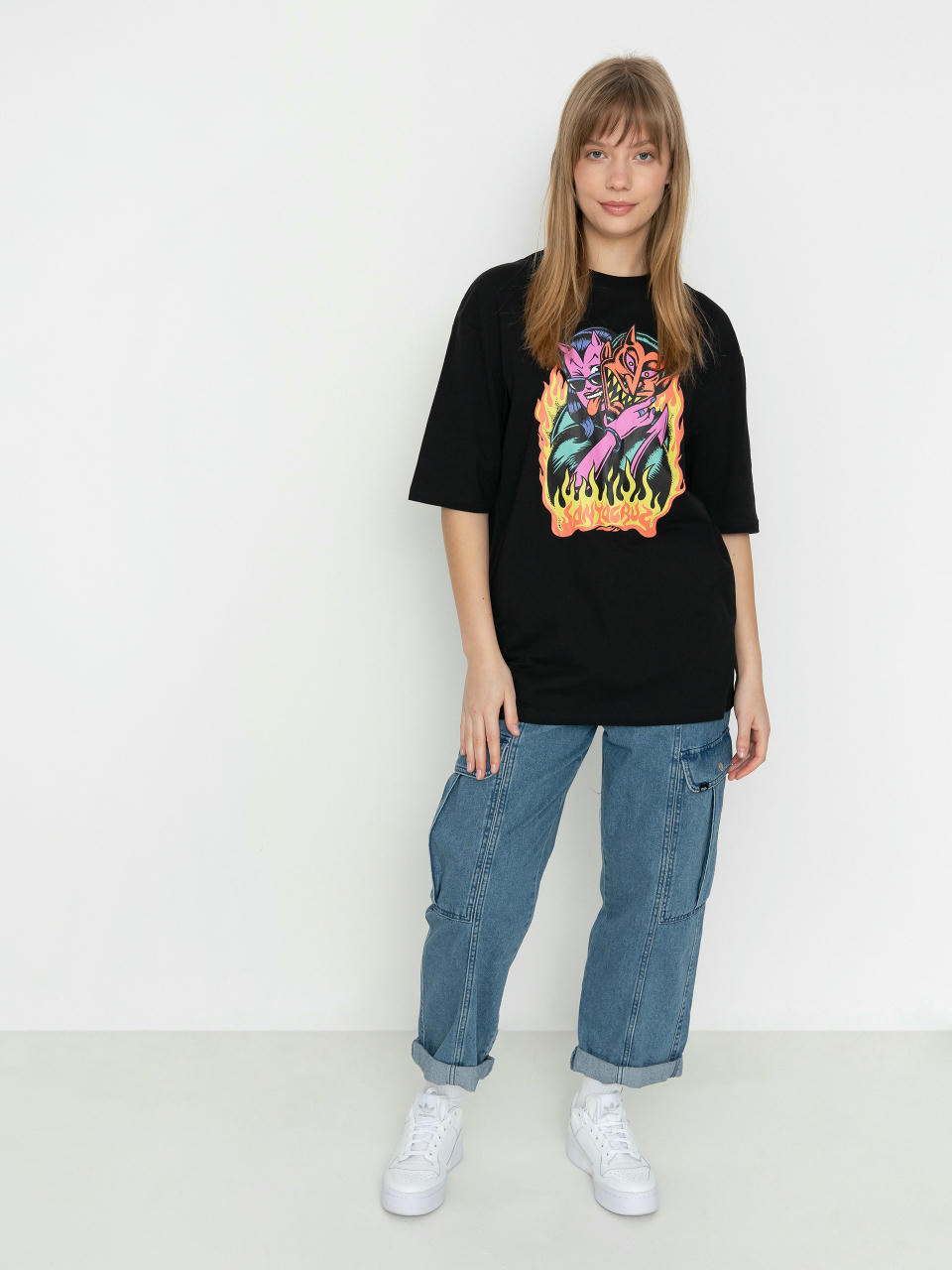 Póló Santa Cruz Delfino Devil Front Oversized Wmn (black)