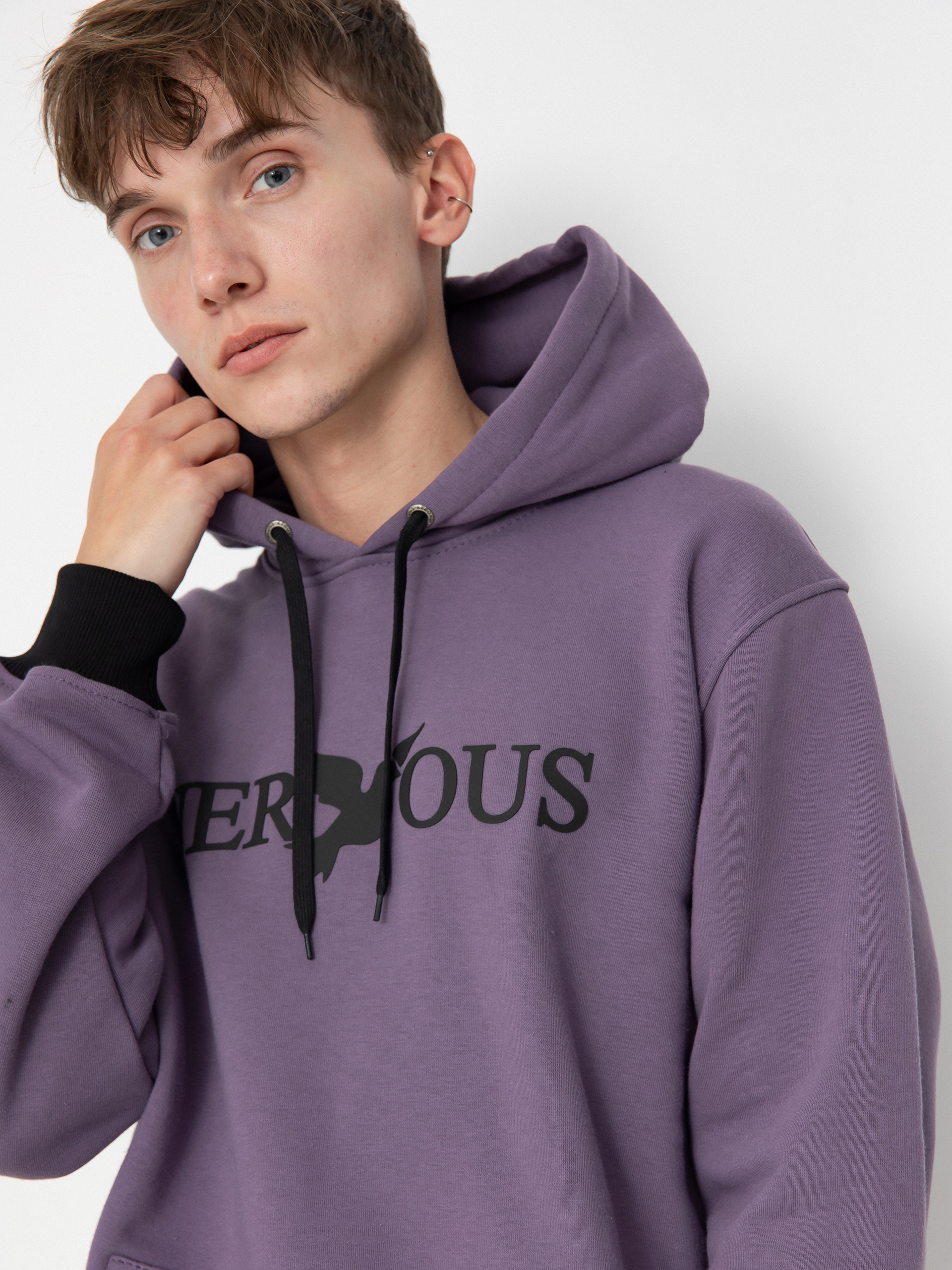 Kapucnis pulóver Nervous Classic 3D HD (violet)