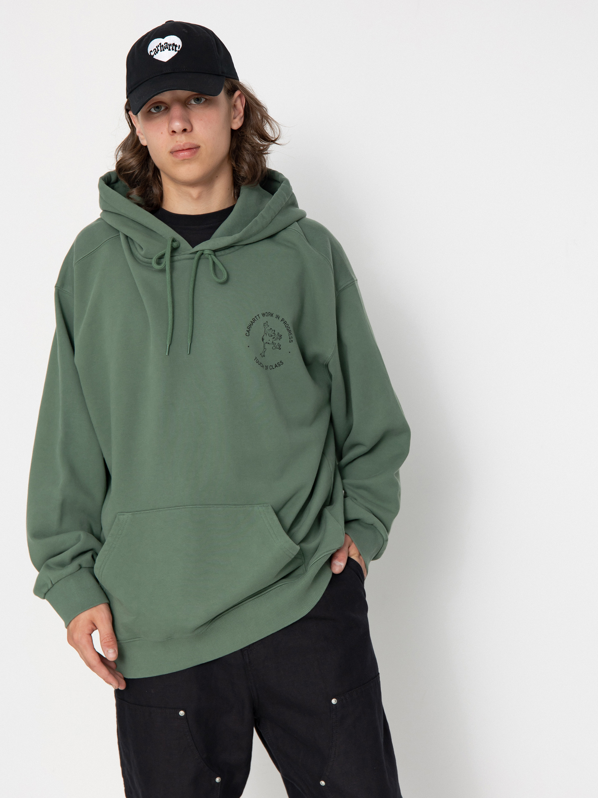 Carhartt WIP Stamp HD Kapucnis pulóver (duck green/black)