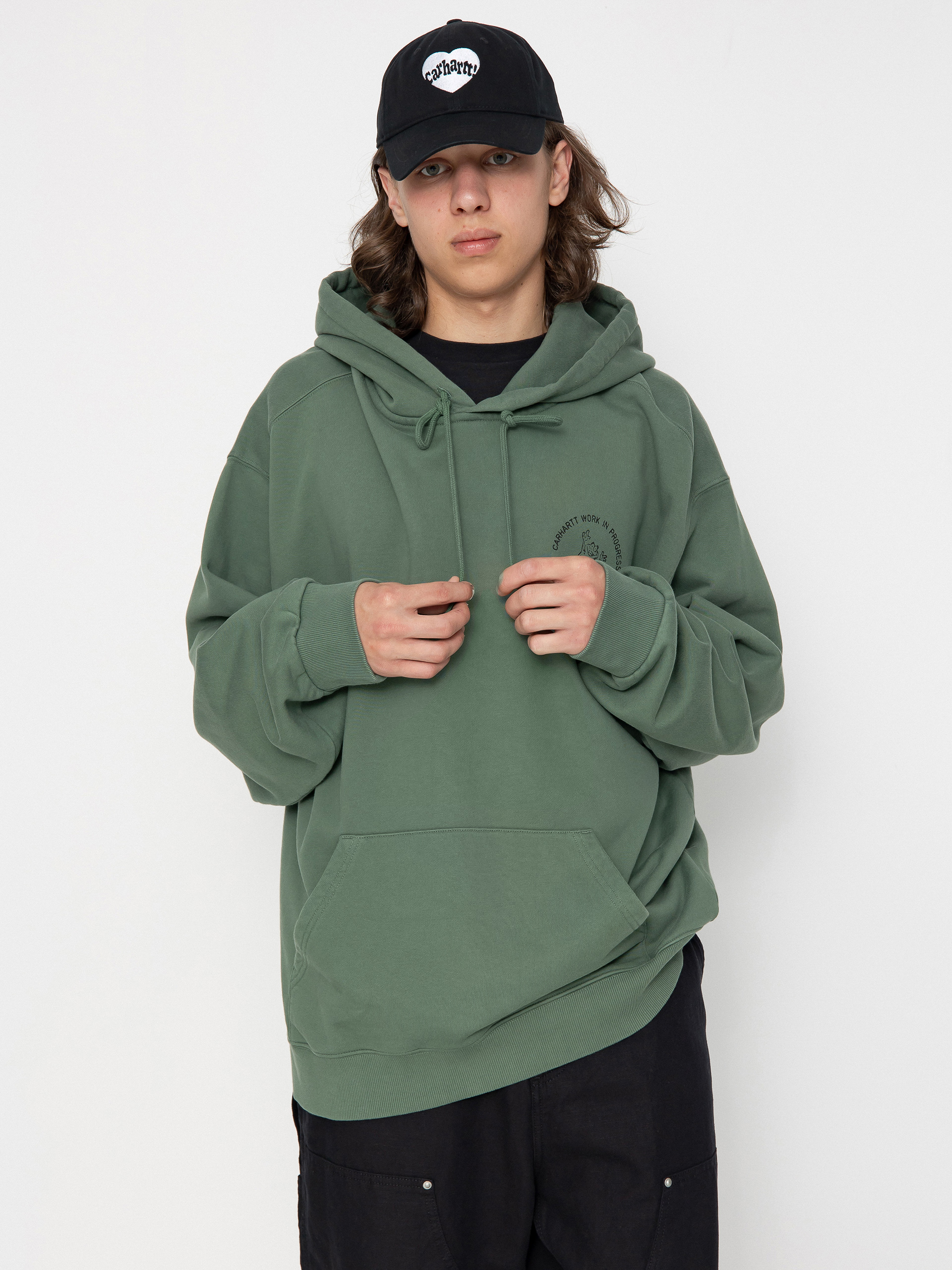 Carhartt WIP Stamp HD Kapucnis pulóver (duck green/black)