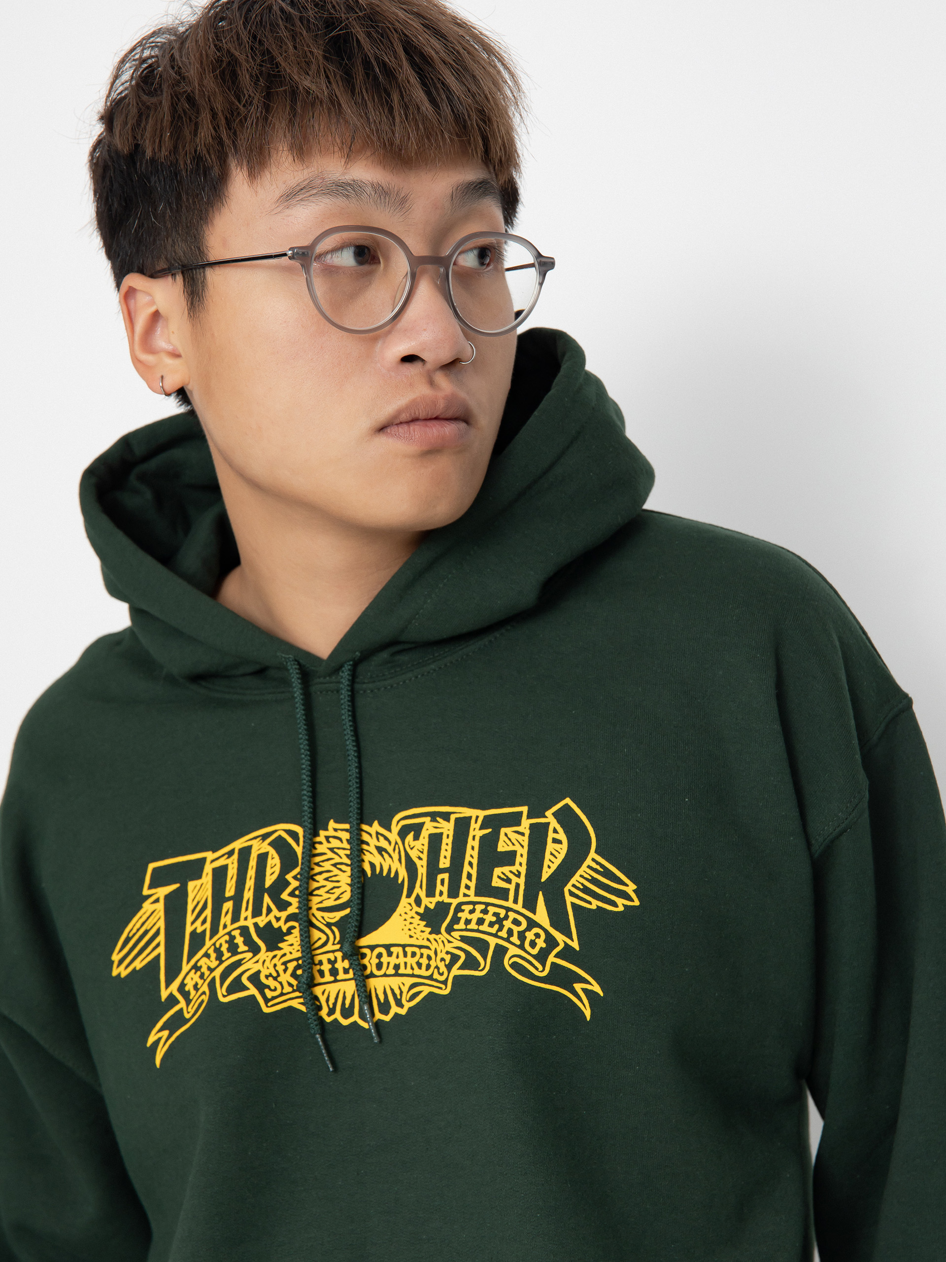 Thrasher Mag Banner HD Kapucnis pulóver (forest green)