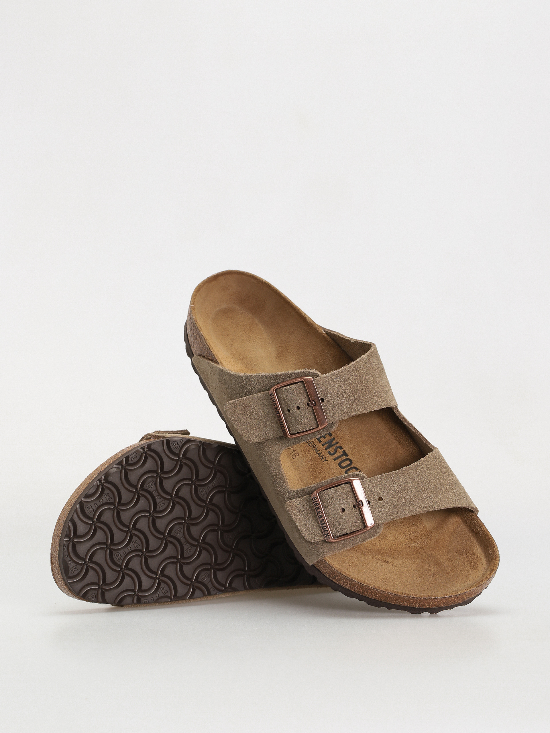 Birkenstock Arizona Suede Leather Regular Flip-flop papucsok (taupe)