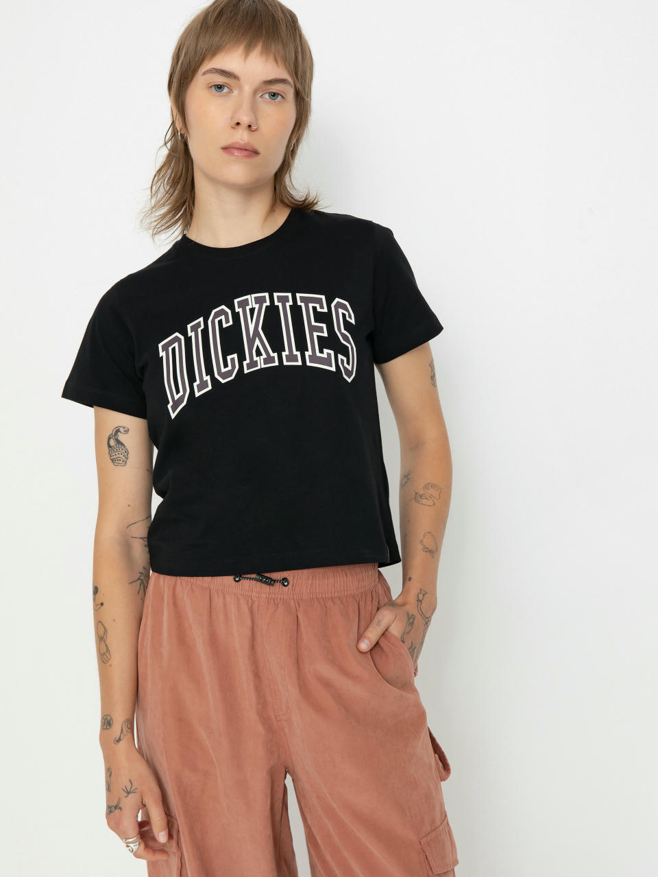 Dickies Aitkin Wmn Póló (blk/plum perfct)