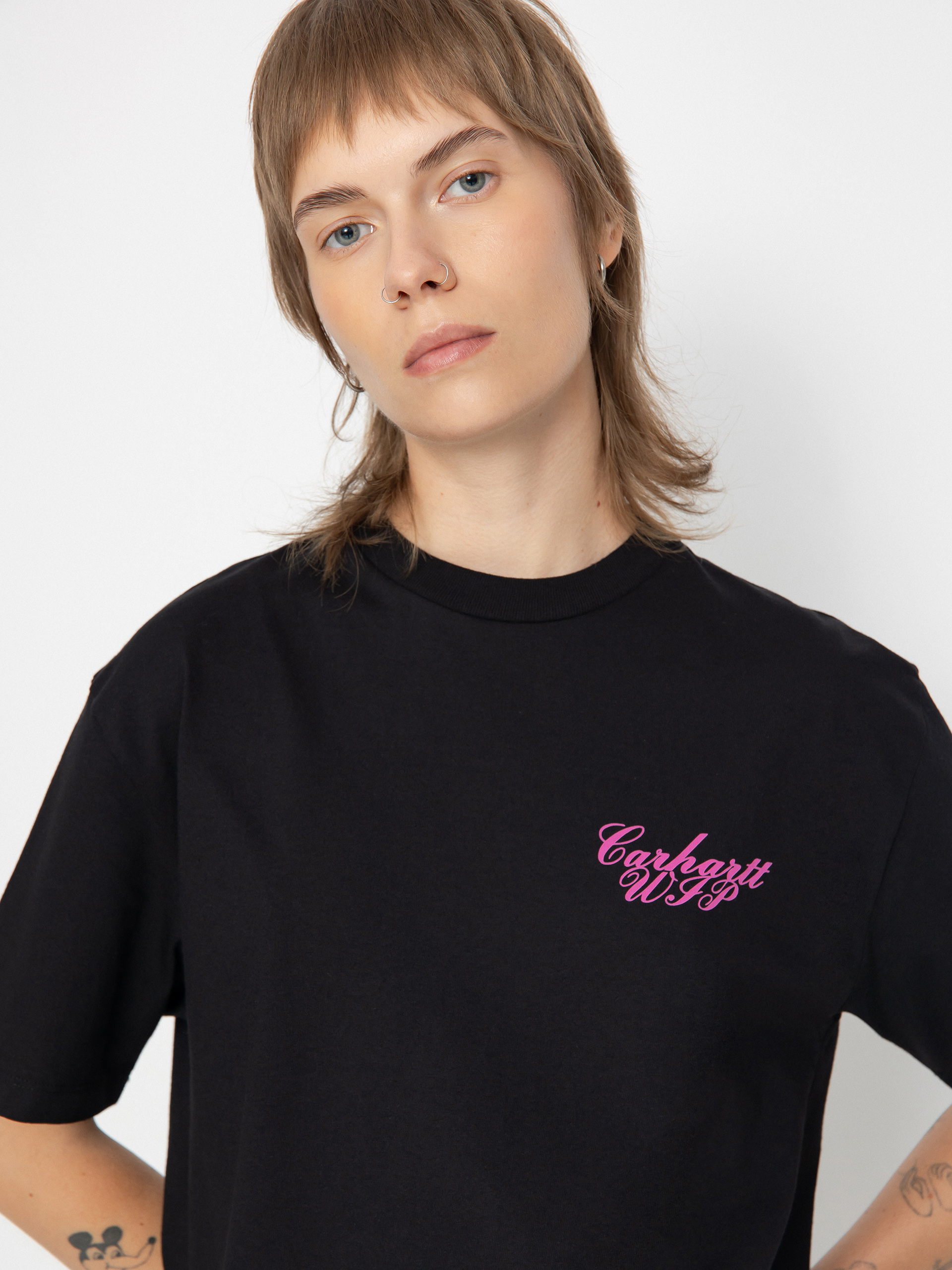 Carhartt WIP Exchange Wmn Póló (black/pink)