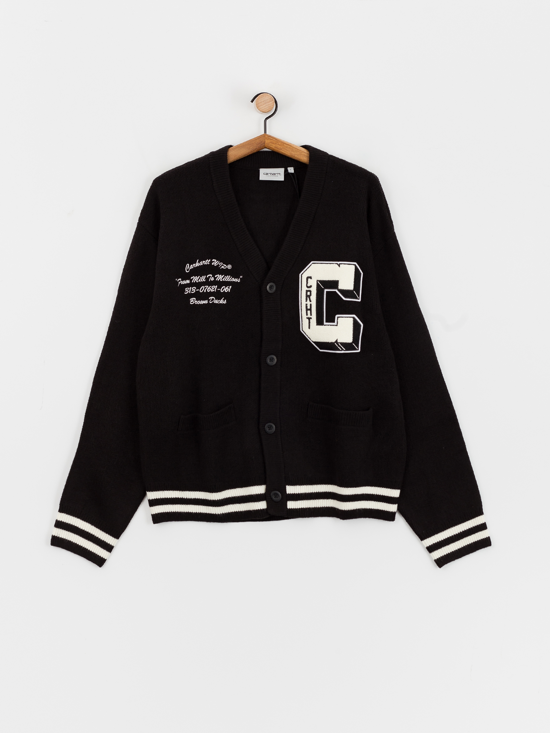 Carhartt WIP Brown Ducks Cardigan Pulóver (black/wax)