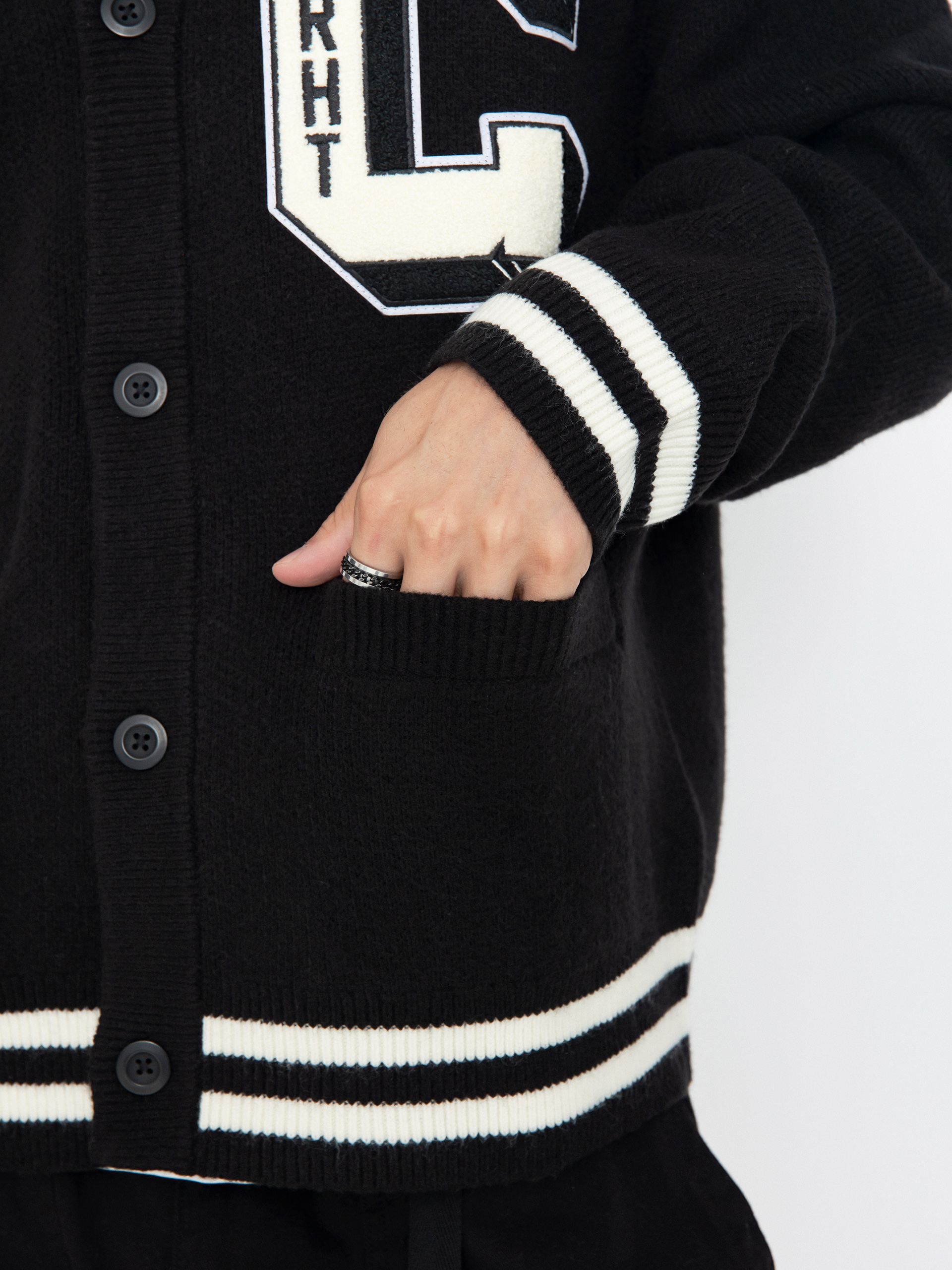 Carhartt WIP Brown Ducks Cardigan Pulóver (black/wax)