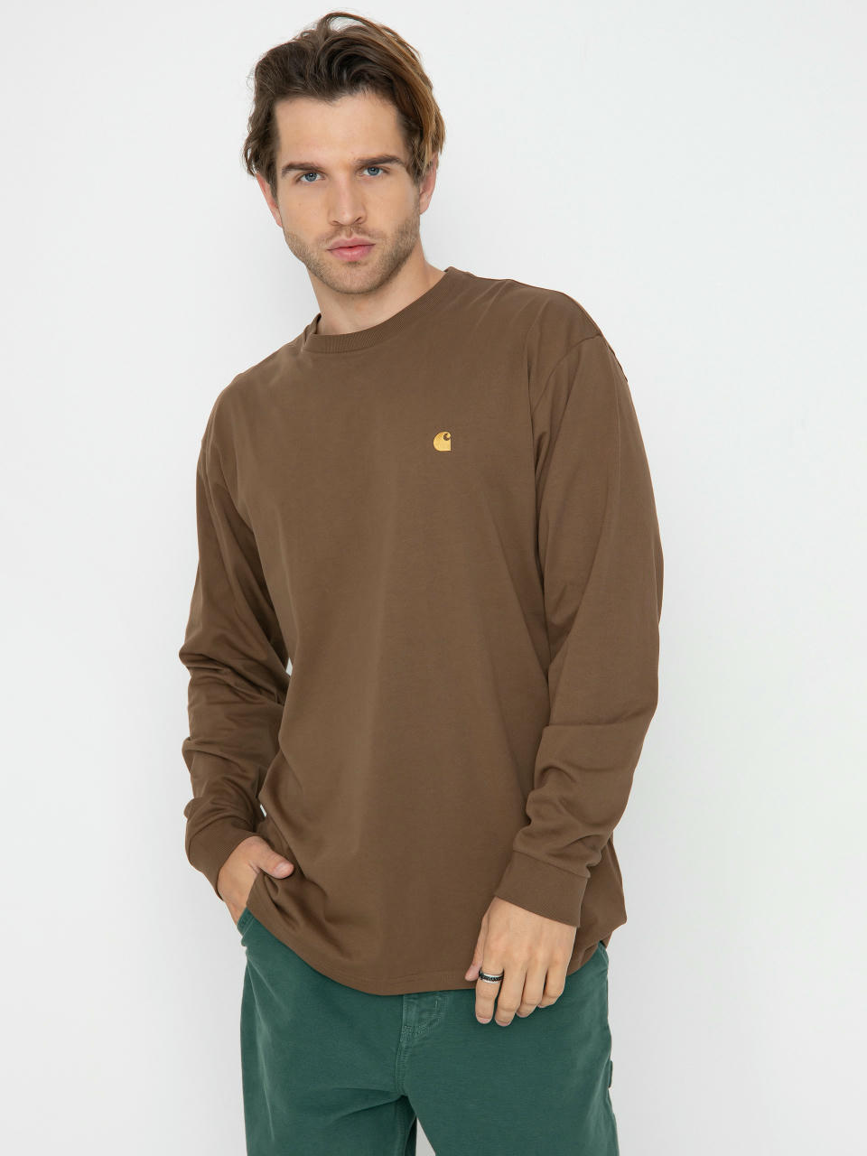 Carhartt WIP Chase Hosszú ujjú felső (chocolate/gold)