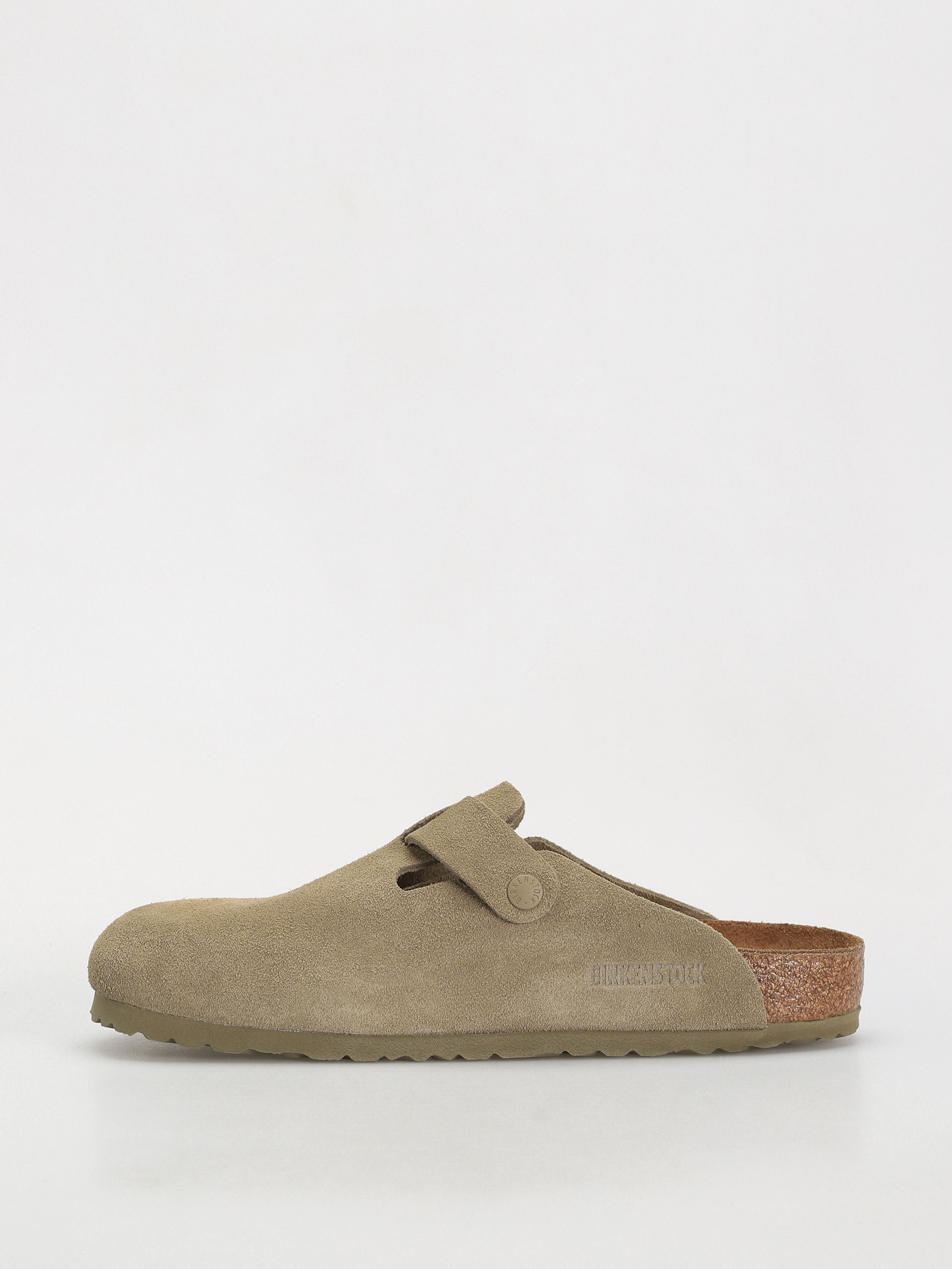 Birkenstock Boston Suede Leather Regular Flip-flop papucsok (faded khaki)