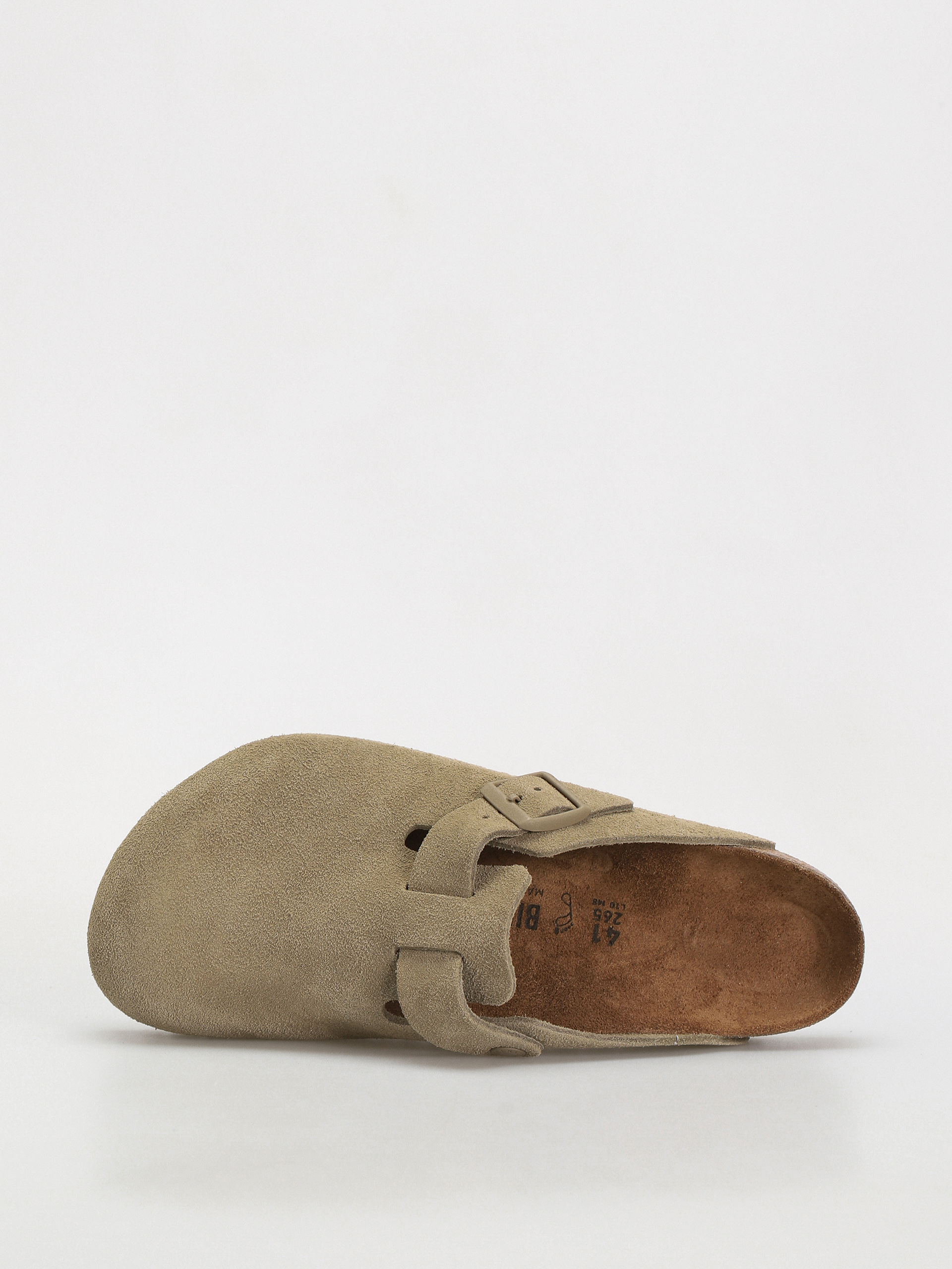 Birkenstock Boston Suede Leather Regular Flip-flop papucsok (faded khaki)