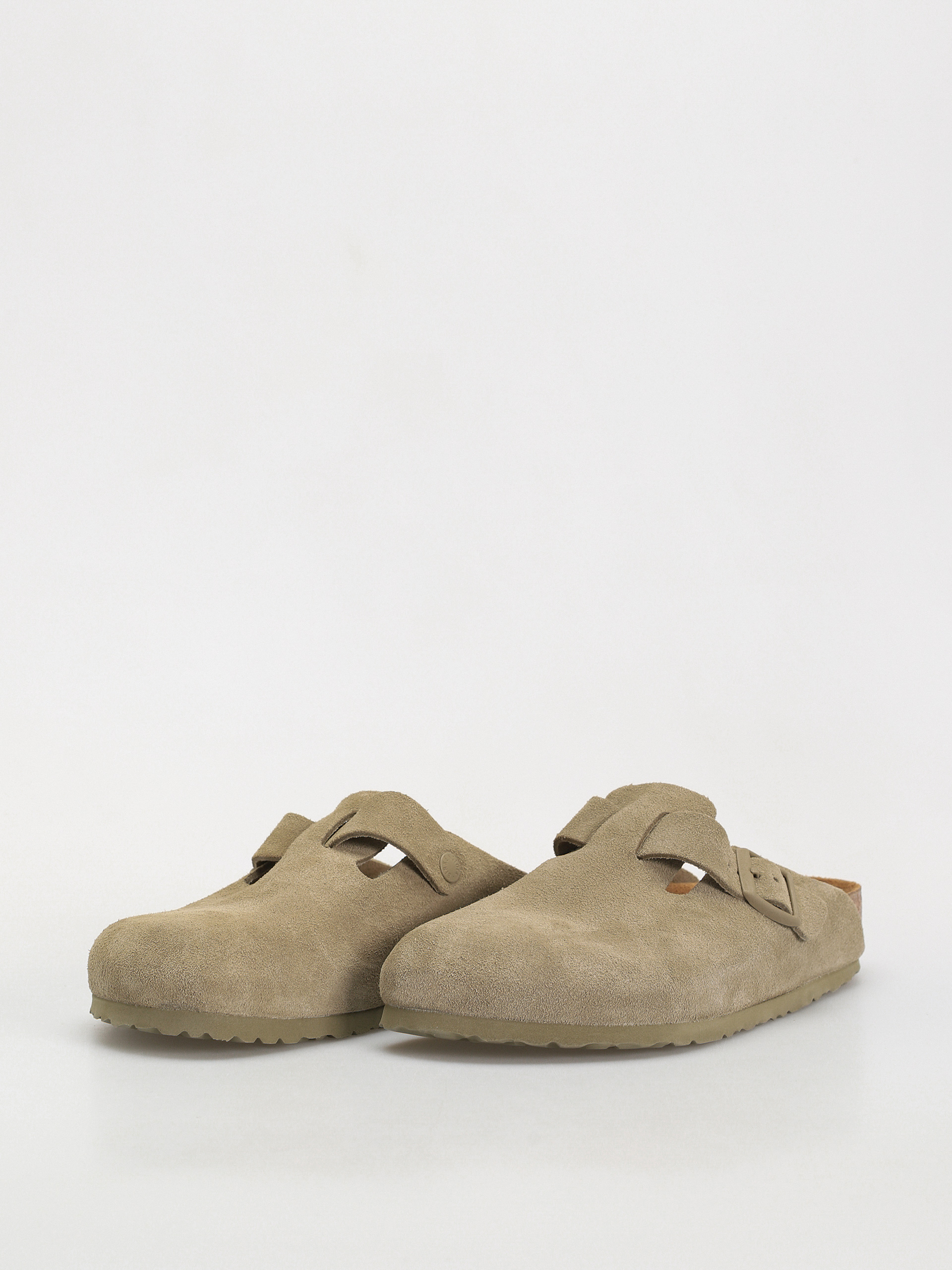 Birkenstock Boston Suede Leather Regular Flip-flop papucsok (faded khaki)