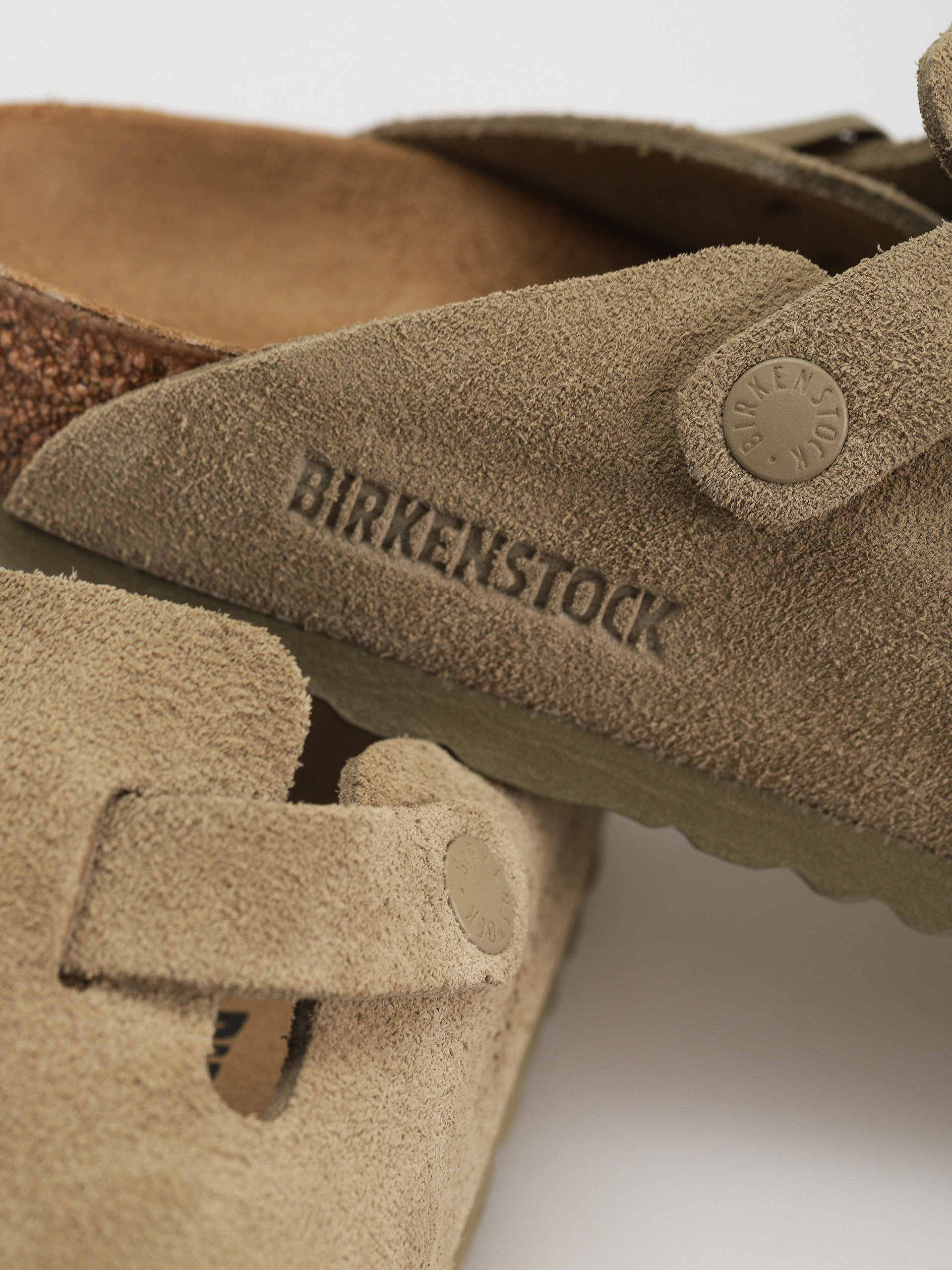 Birkenstock Boston Suede Leather Narrow Wmn Flip-flop papucsok (faded khaki)