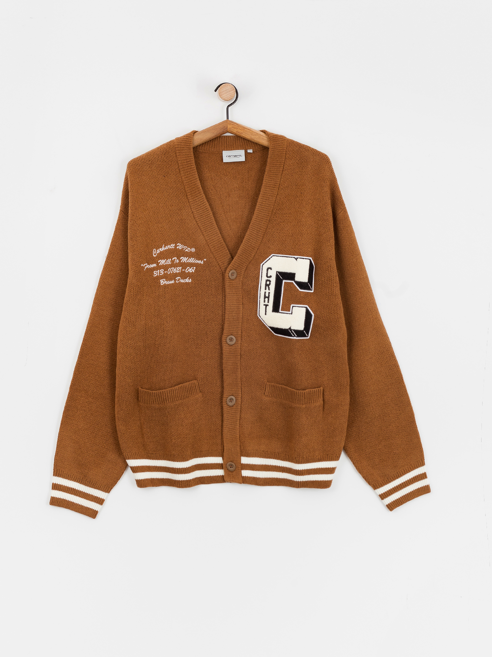 Carhartt WIP Brown Ducks Cardigan Pulóver (hamilton brown/wax)