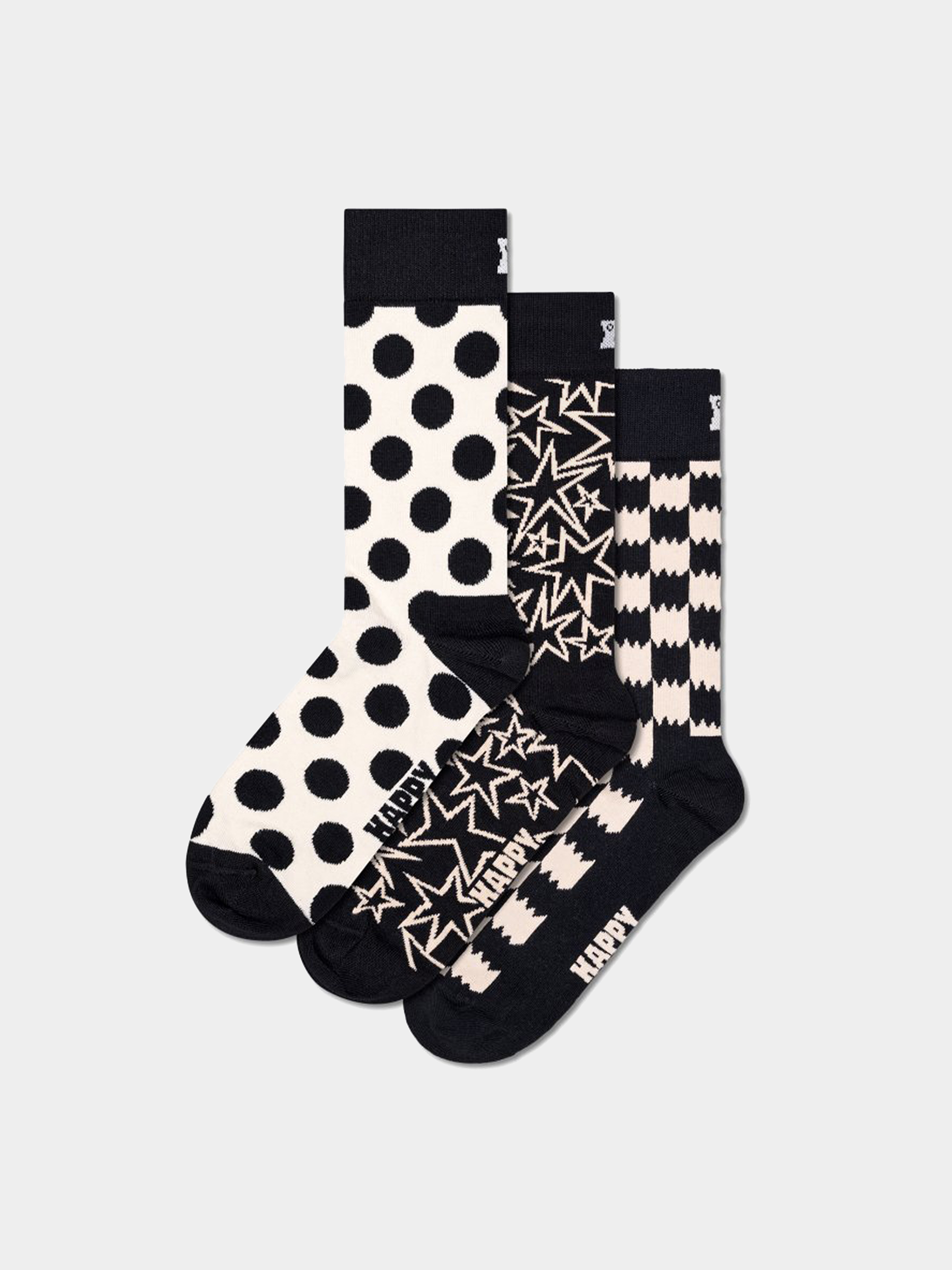 Zokni Happy Socks 3-Pack Black And White (black)
