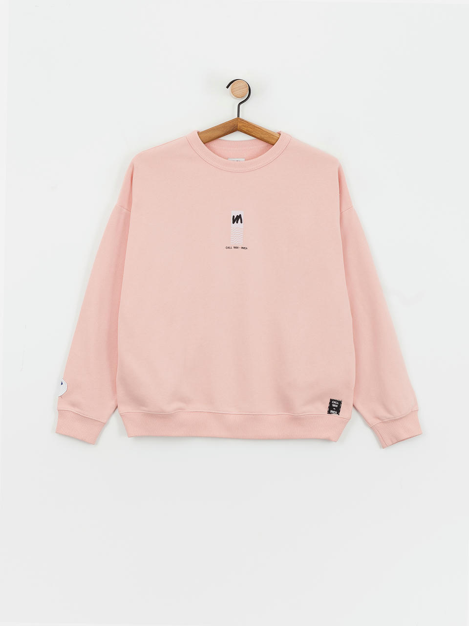 RVCA Almost Everything Pocket Crew Wmn Pulóver (blush)