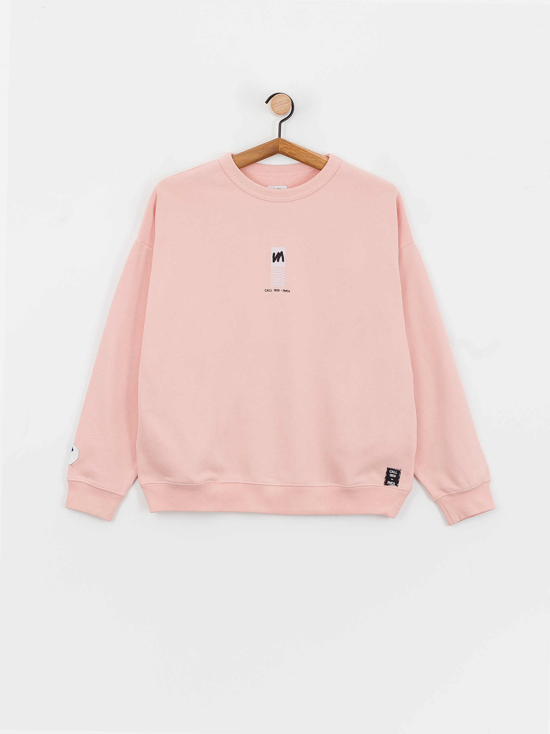 RVCA Almost Everything Pocket Crew Wmn Pulóver (blush)