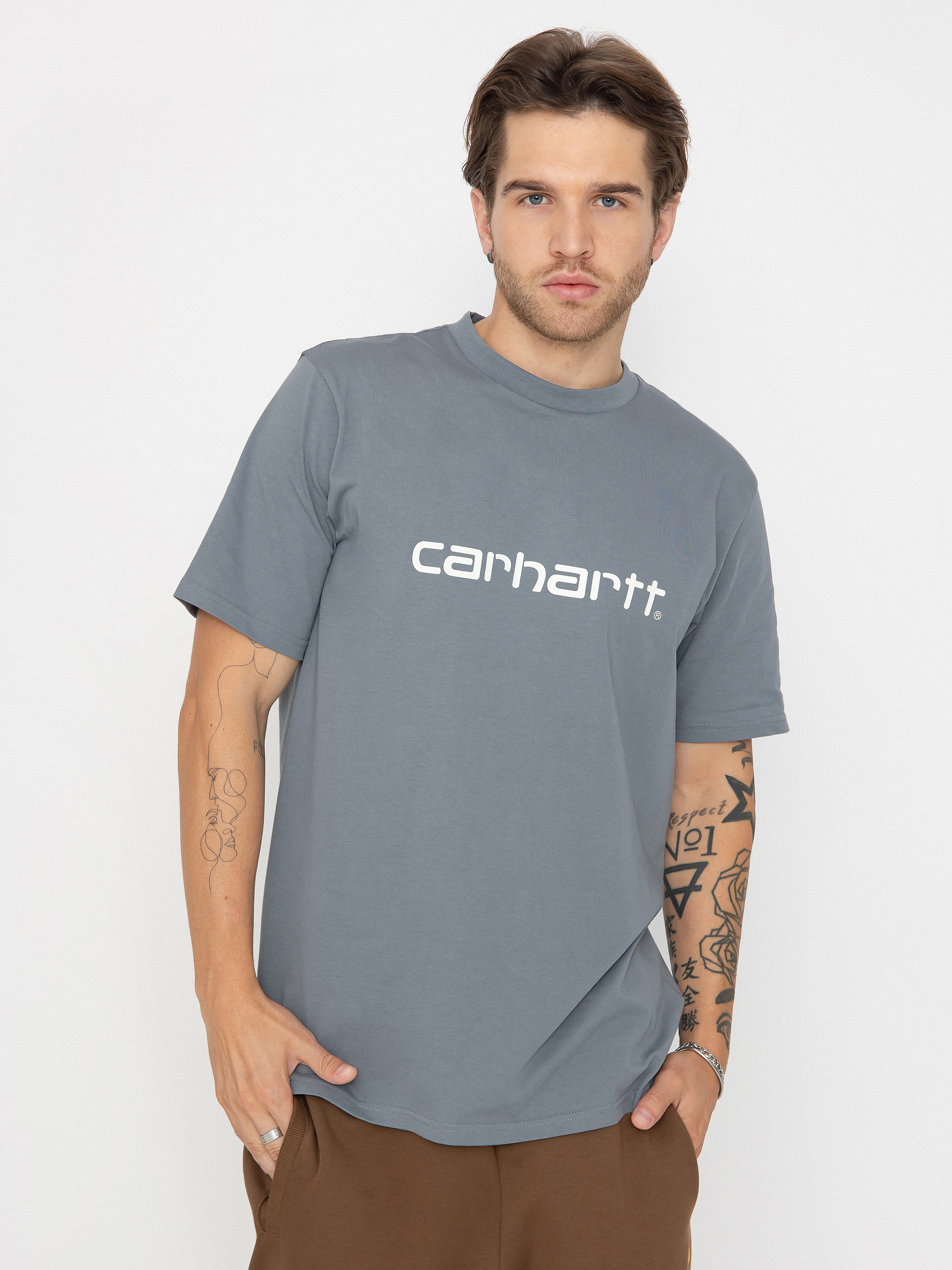 Póló Carhartt WIP Script (dove grey/wax)