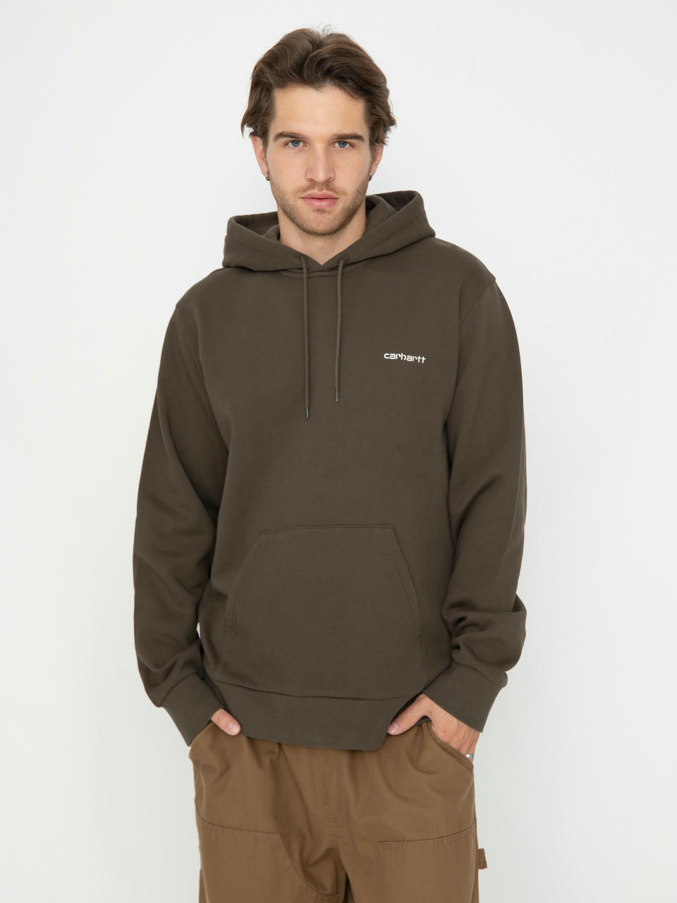 Carhartt WIP Script Embroidery HD Kapucnis pulóver (cypress/white)