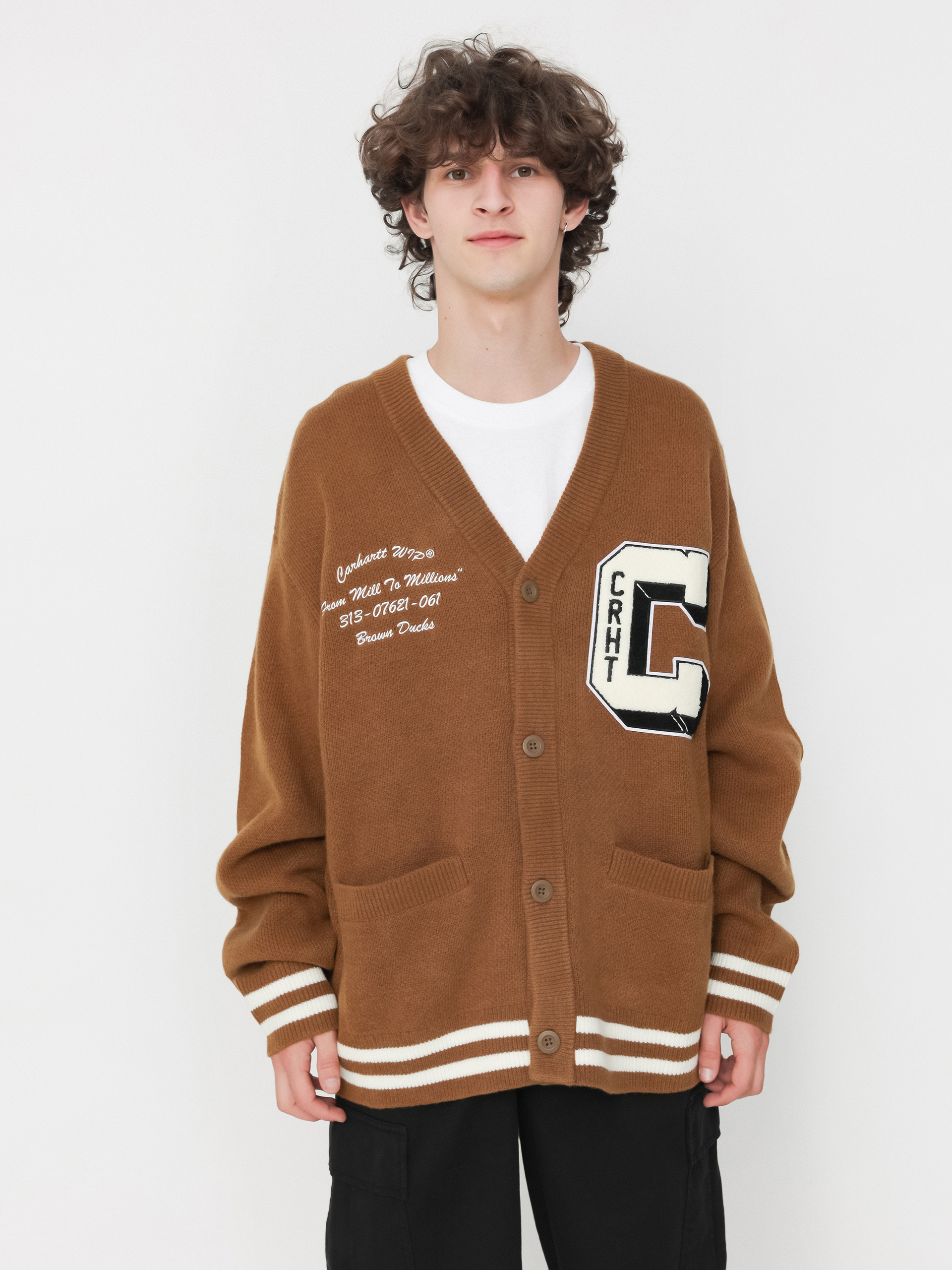 Carhartt WIP Brown Ducks Cardigan Pulu00f3ver (hamilton brown/wax)