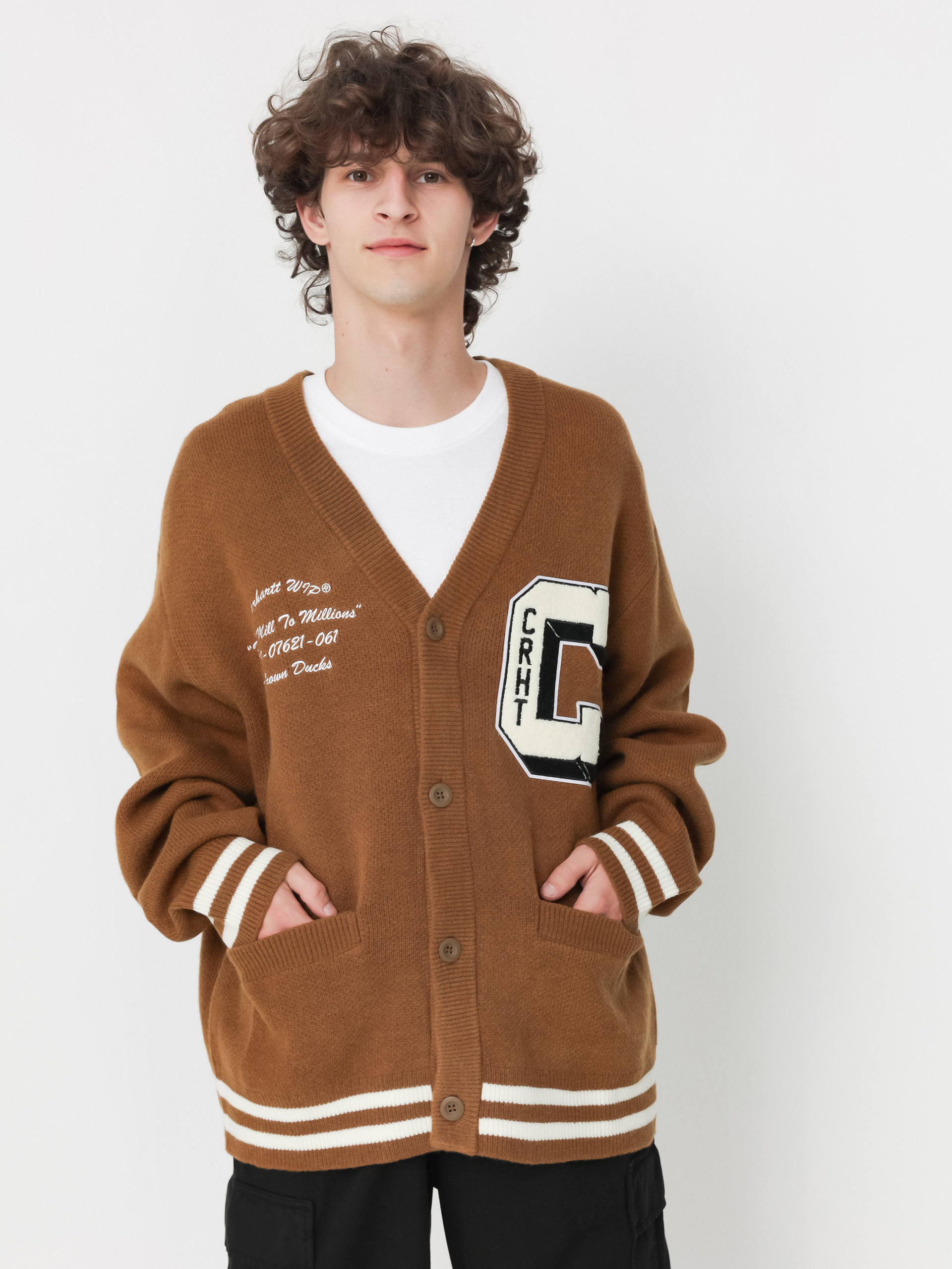 Carhartt WIP Brown Ducks Cardigan Pulóver (hamilton brown/wax)