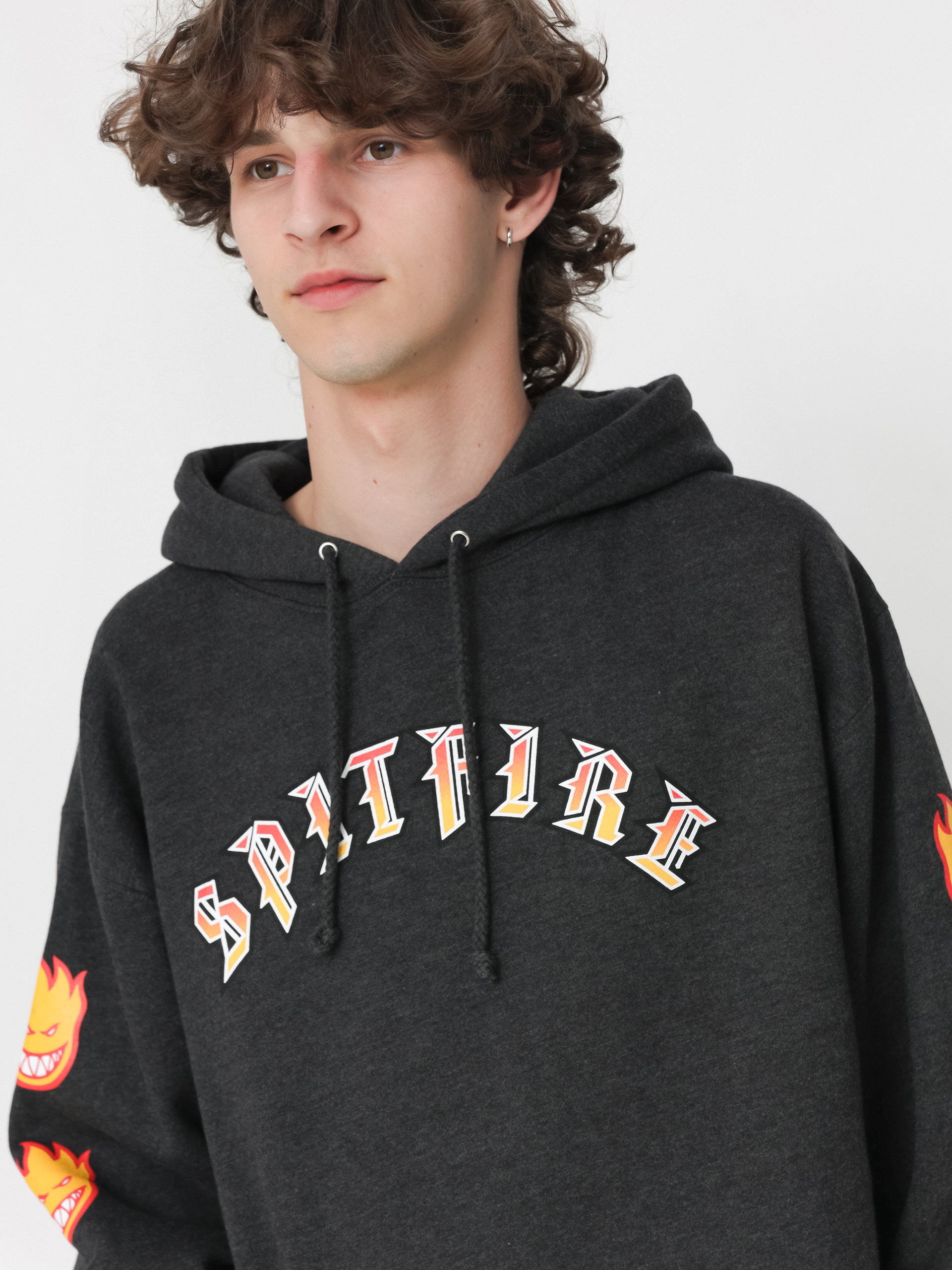 Kapucnis pulóver Spitfire Ol E Big Head HD (charcoal)