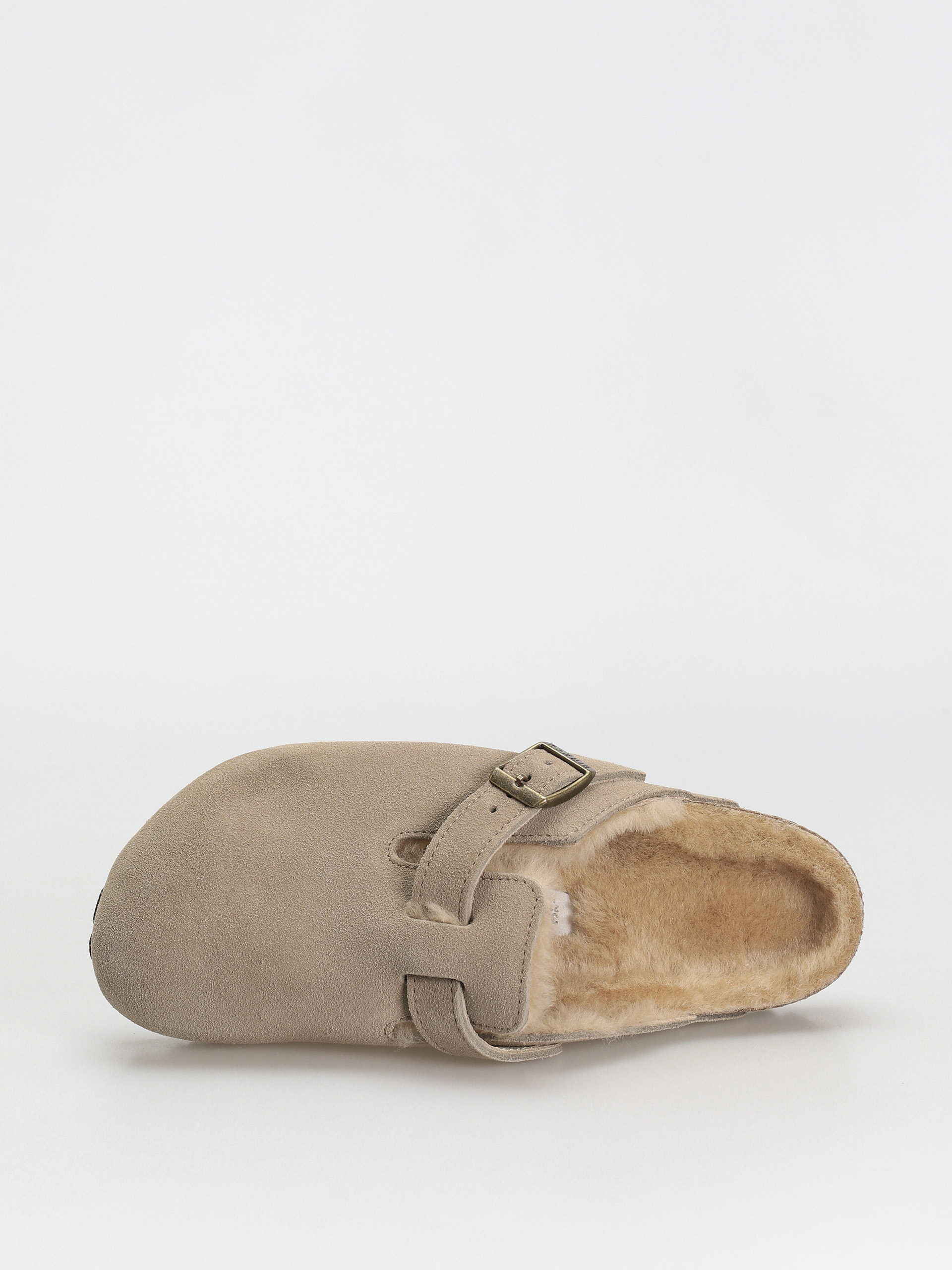 Birkenstock Boston Shearling Suede Leather Fur Narrow Wmn Flip-flop papucsok (taupe)