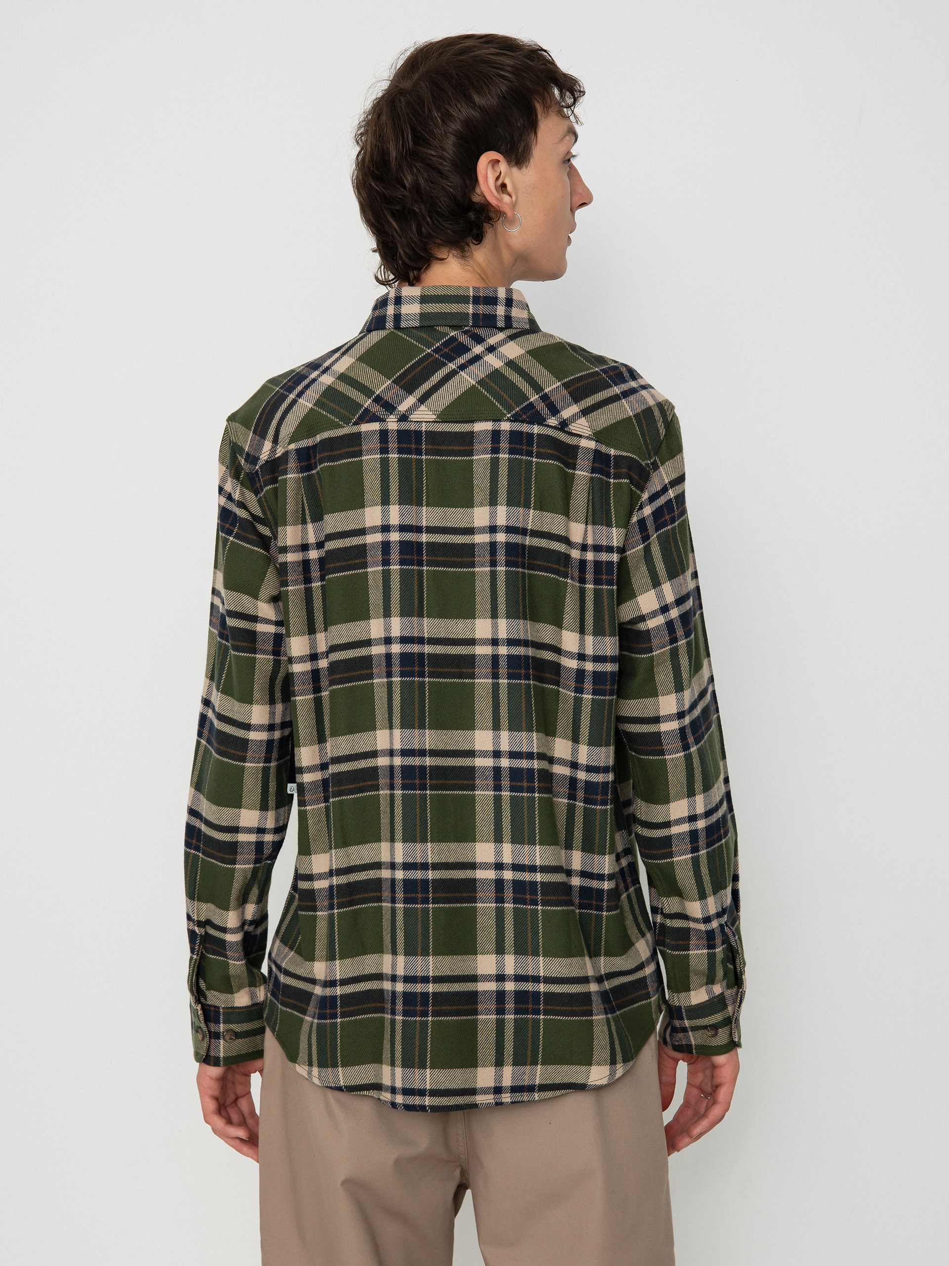 Brixton Bowery Flannel Ls Ing (cypress green/washed navy/whit)