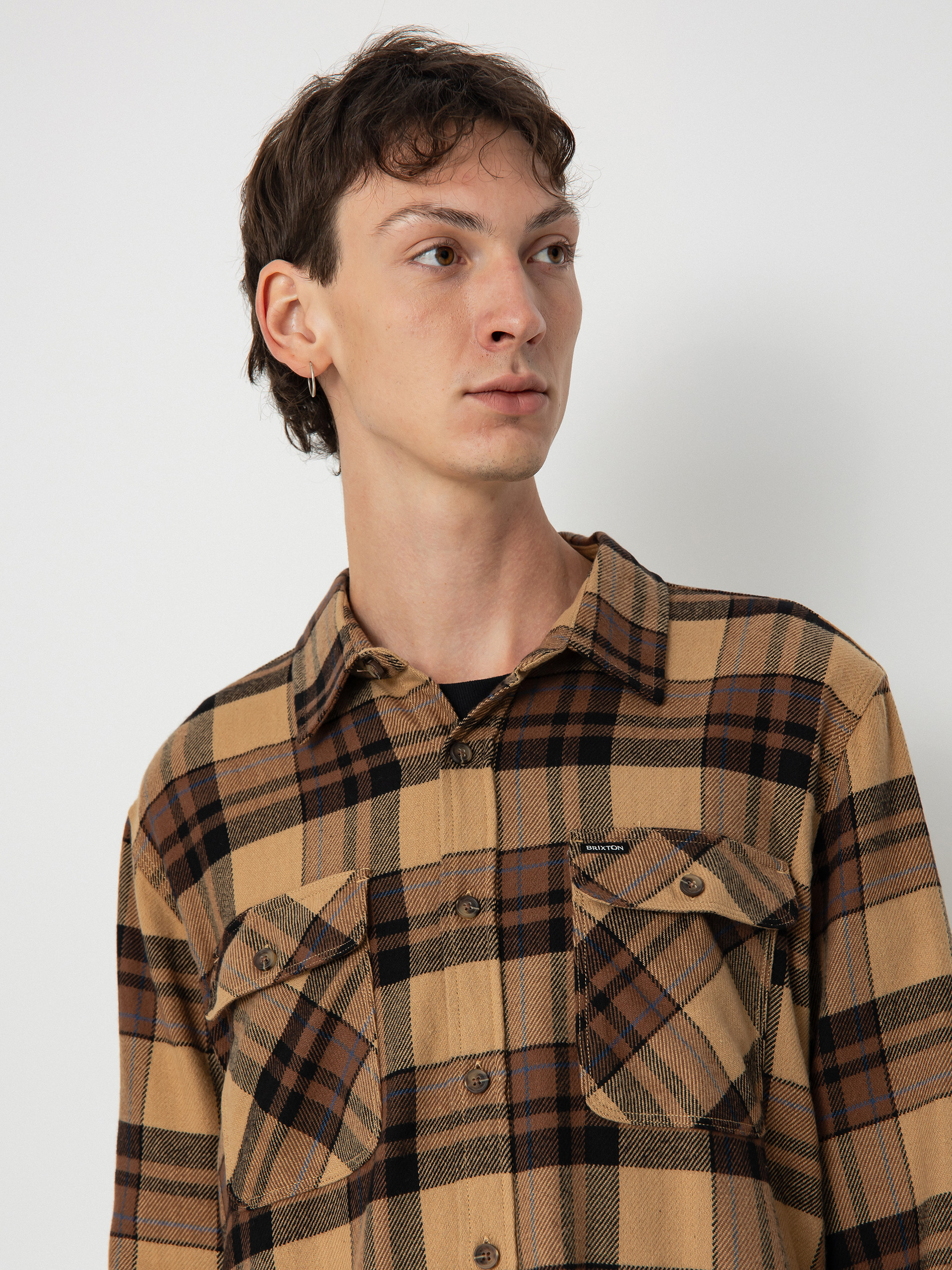 Brixton Bowery Flannel Ls Ing (tiger's eye/pinecone brown/was)