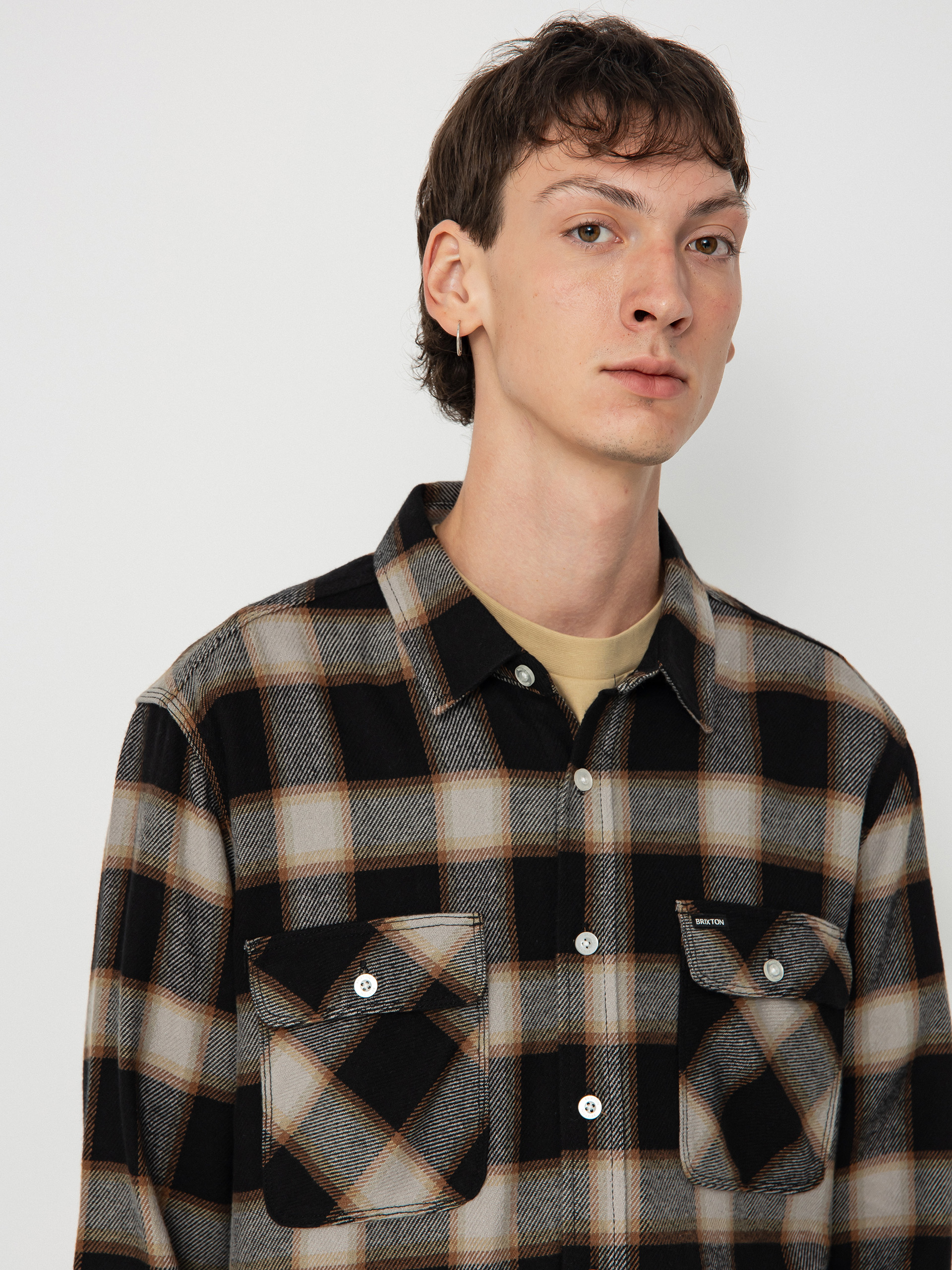 Brixton 20Th Anniv Bowery Flannel Ing (black/cream)