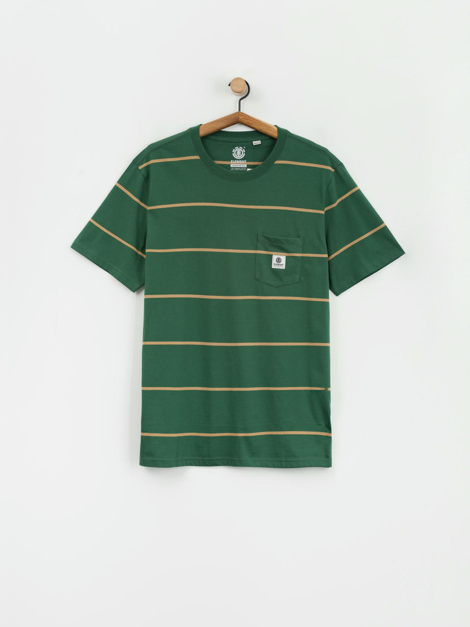 Póló Element Basic Pocket Label (trekking green stripes)