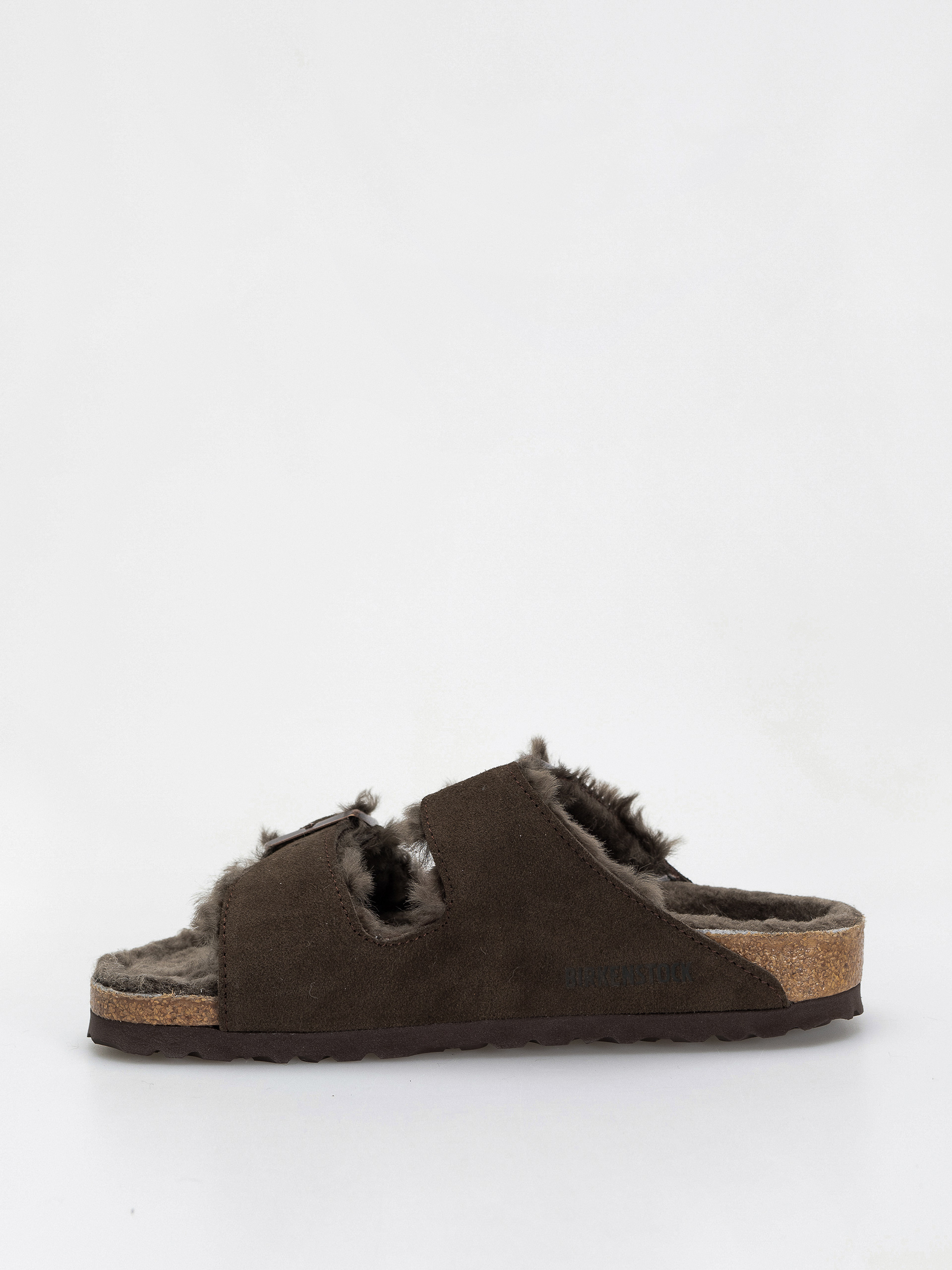Birkenstock Arizona Shearling Suede Leather Fur Narrow Wmn Flip-flop papucsok (mocha)