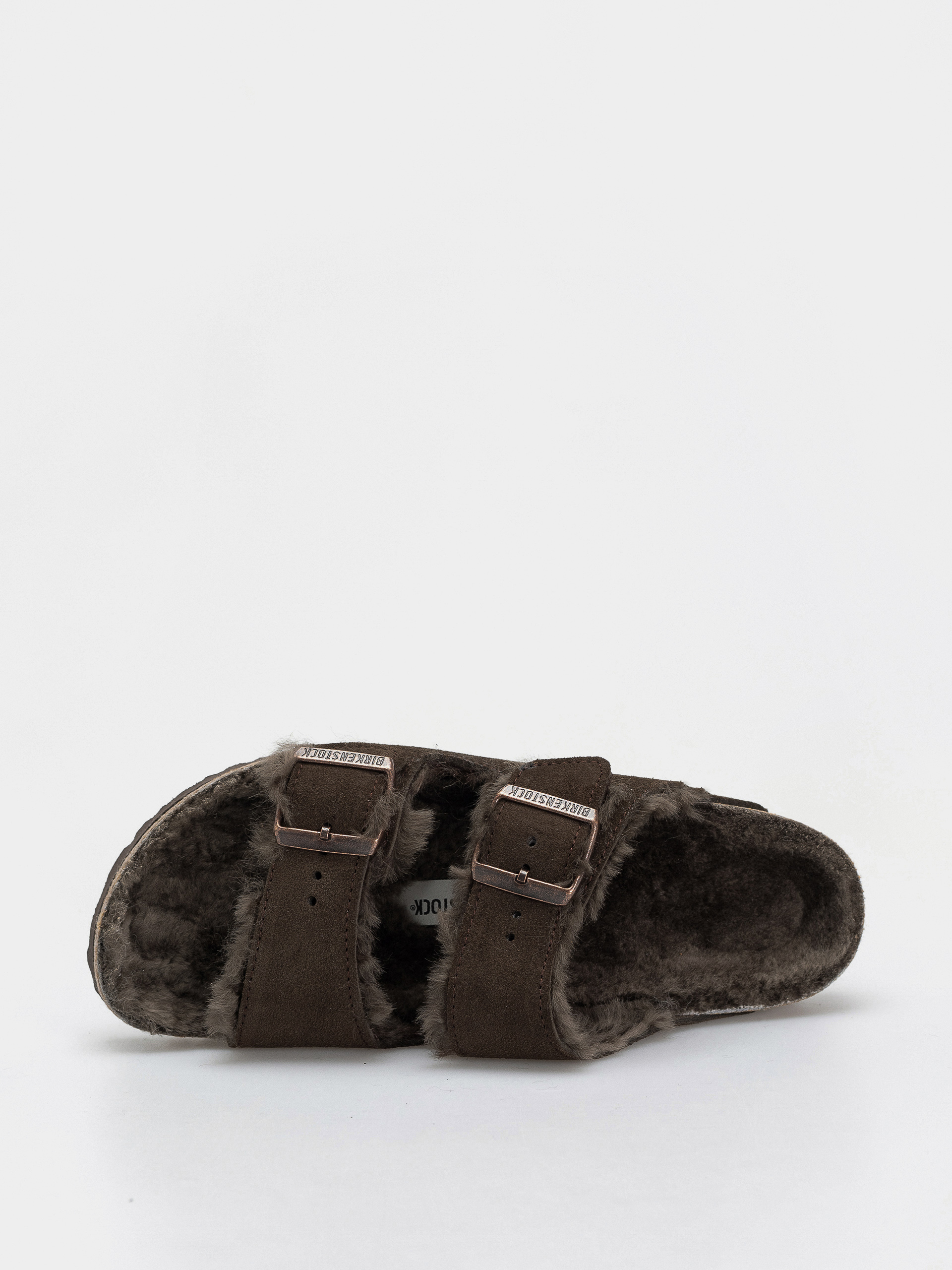 Birkenstock Arizona Shearling Suede Leather Fur Narrow Wmn Flip-flop papucsok (mocha)