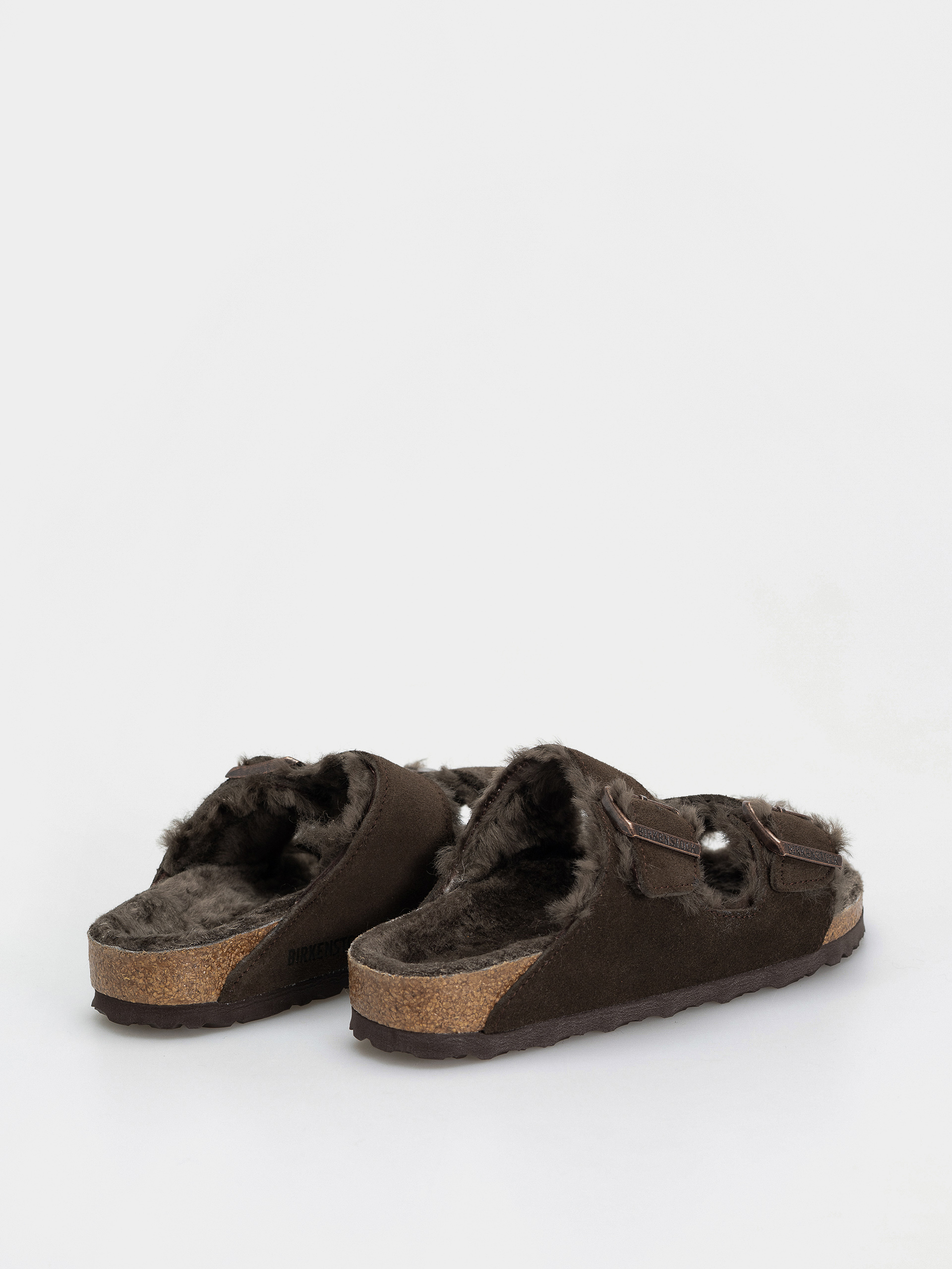 Birkenstock Arizona Shearling Suede Leather Fur Narrow Wmn Flip-flop papucsok (mocha)