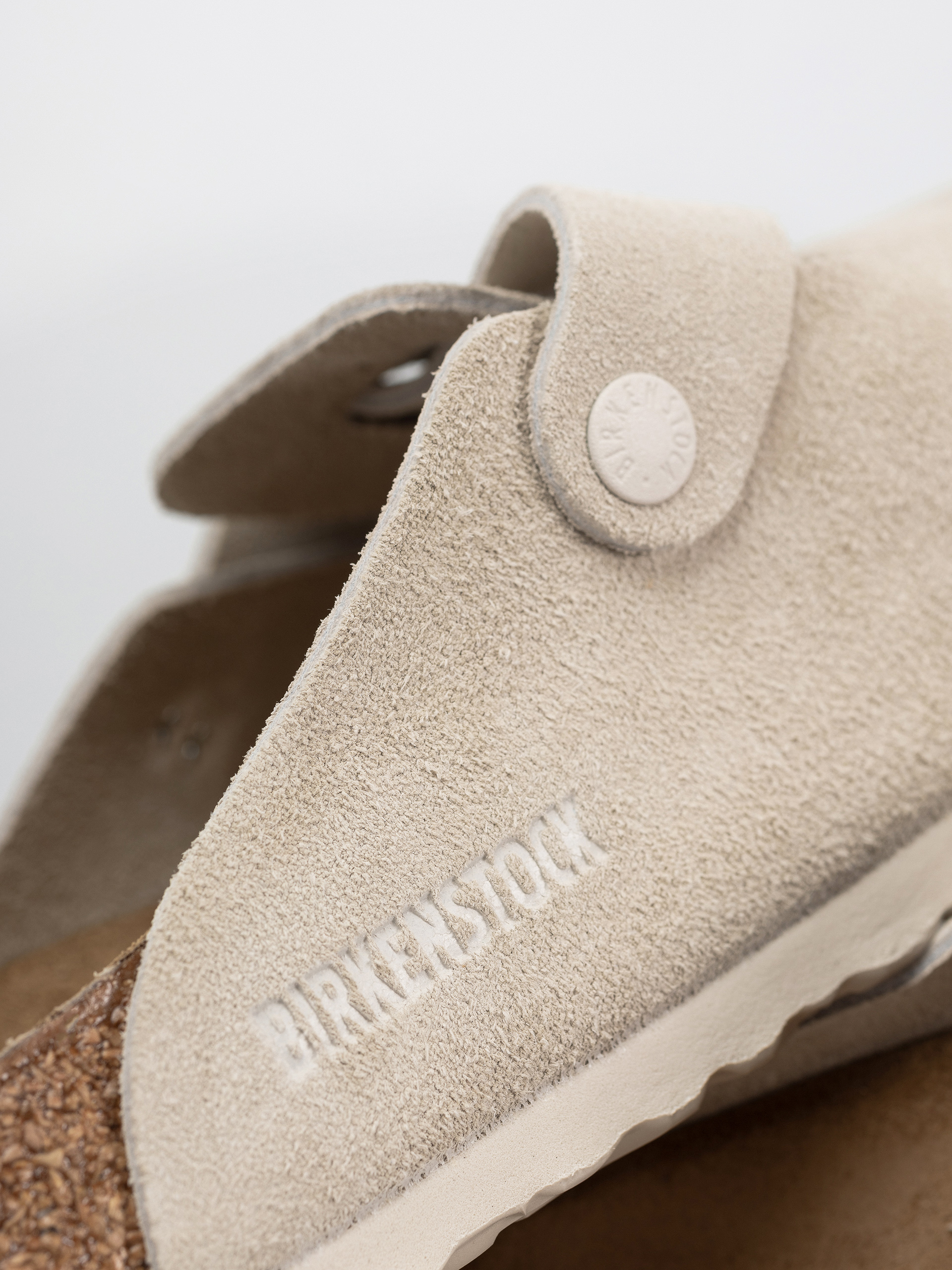 Birkenstock Boston Suede Leather Regular Flip-flop papucsok (antique white)