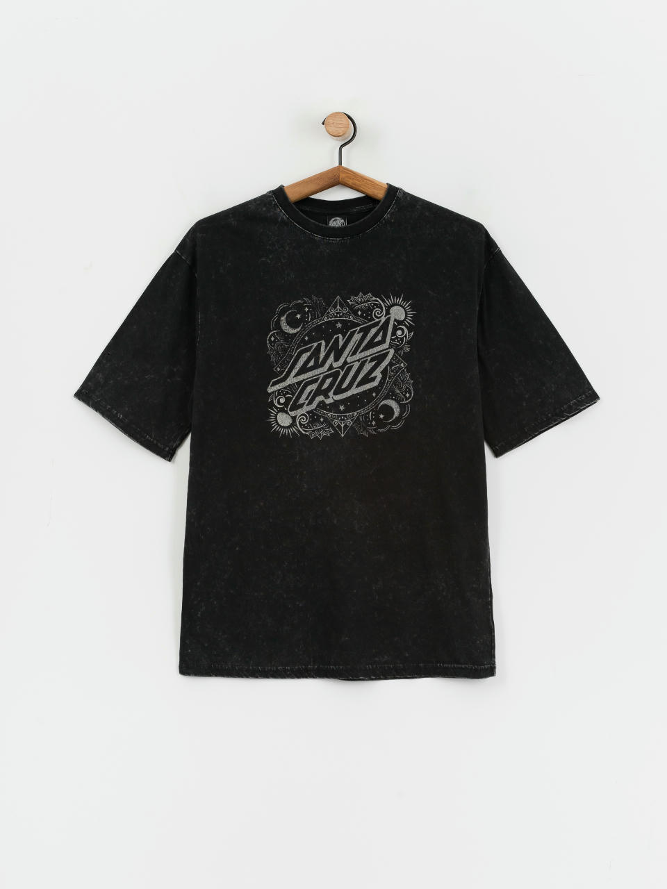 Santa Cruz Ornate Dot Front Oversized Wmn Póló (black acid wash)