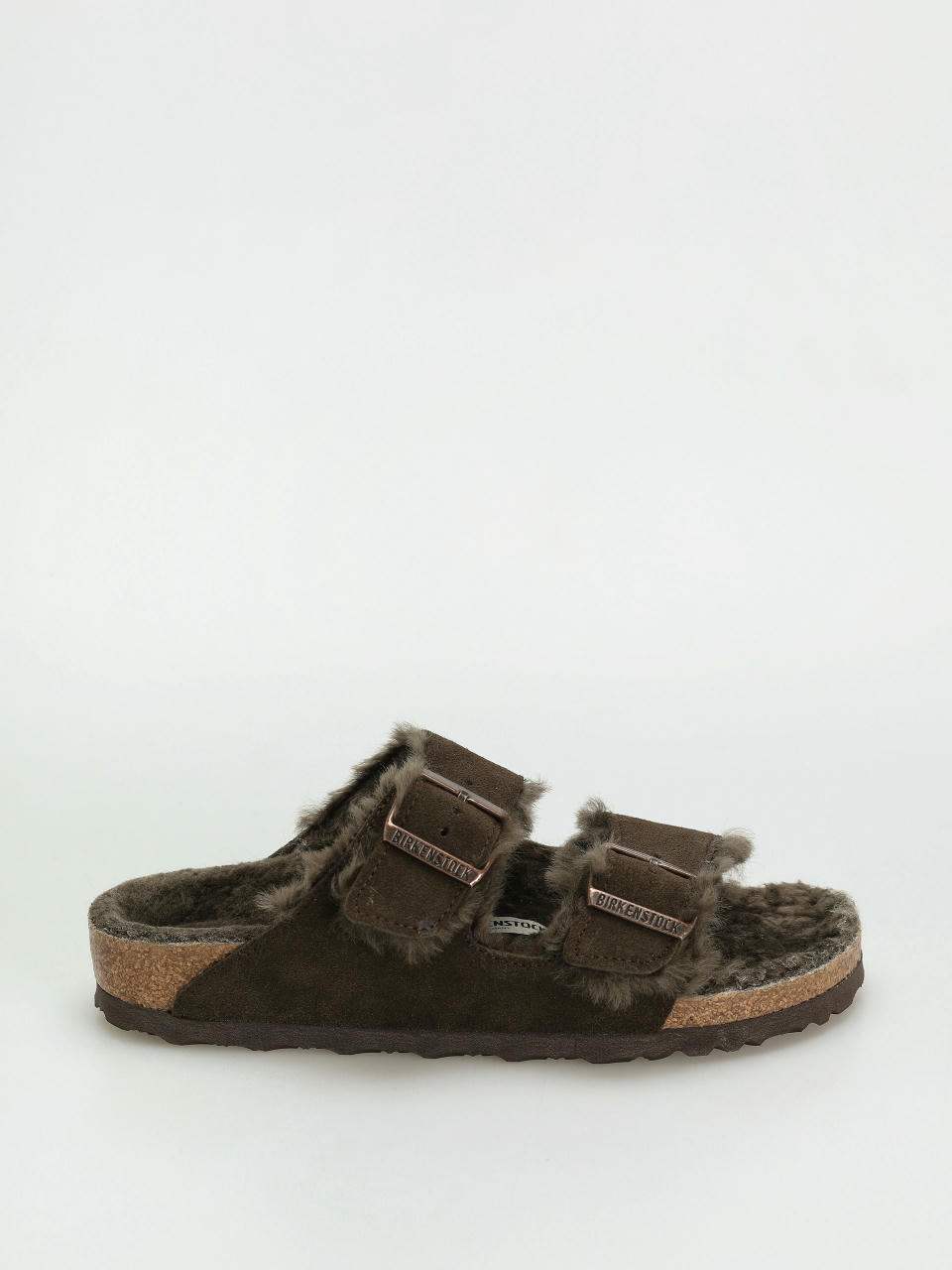 Birkenstock Arizona Shearling Suede Leather Fur Narrow Wmn Flip-flop papucsok (mocha)