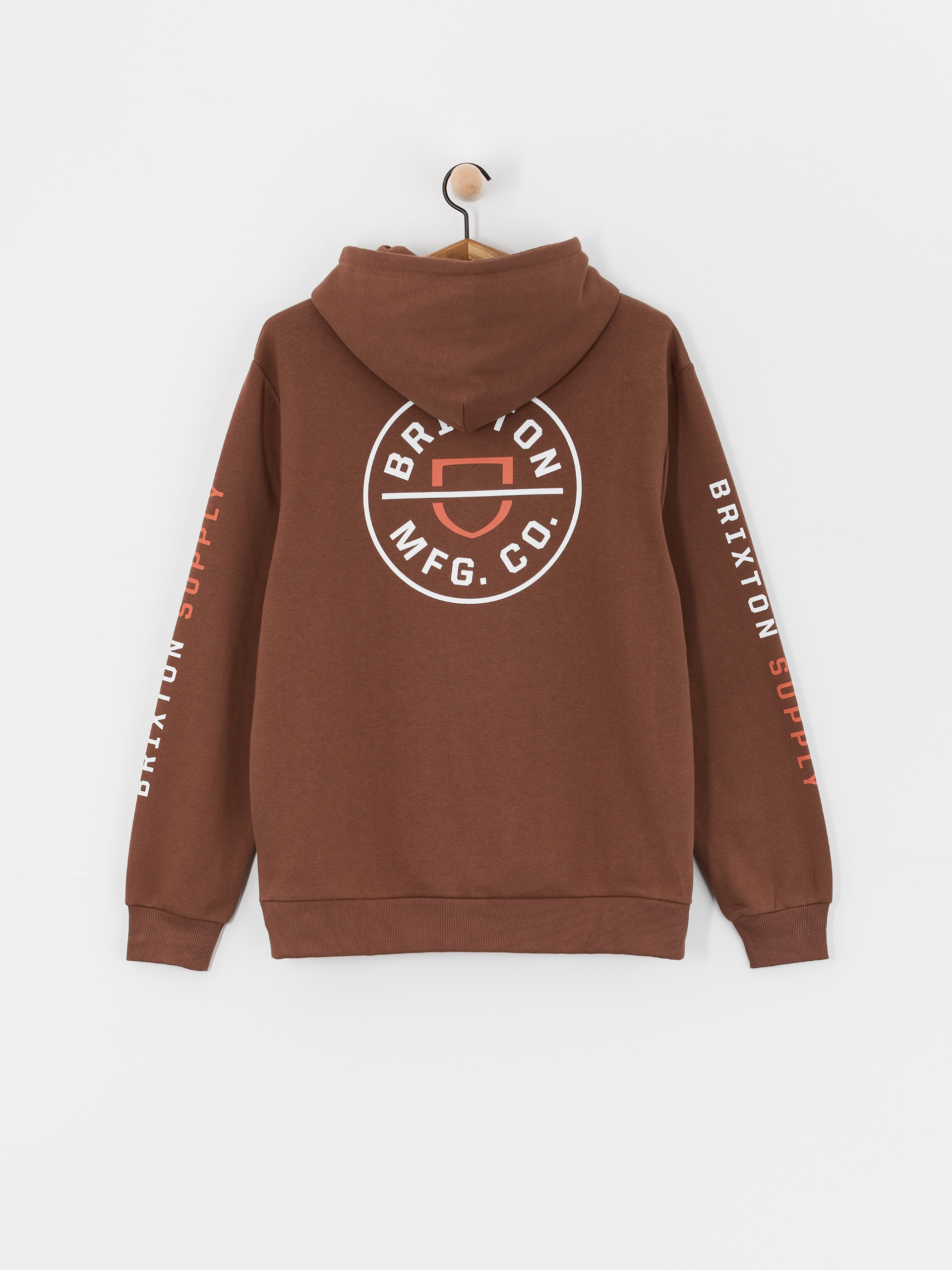 Brixton Crest HD Kapucnis pulóver (pinecone brown/rust orange/whi)