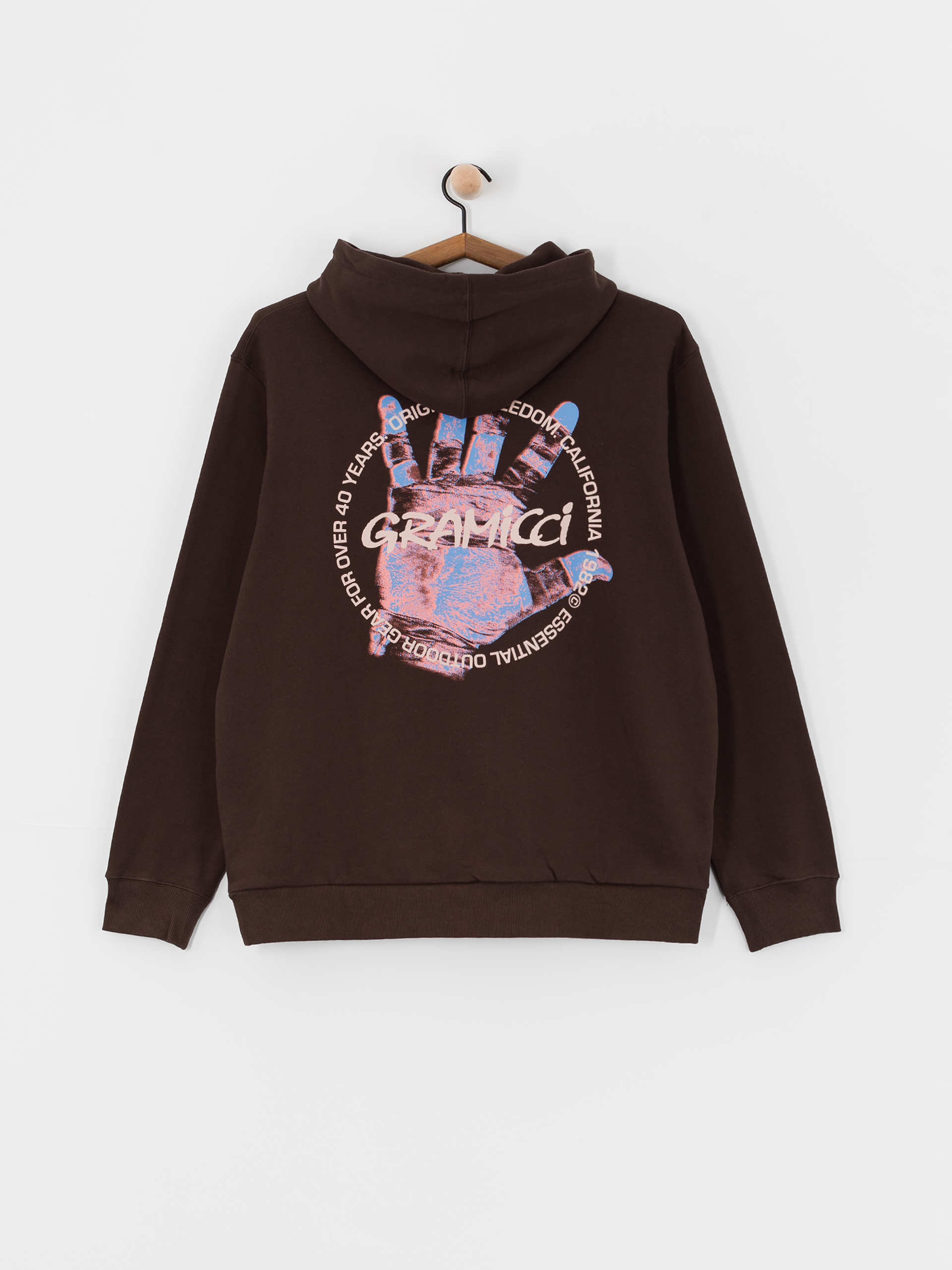 Kapucnis pulóver Gramicci Climber’S Hand HD (dark brown)