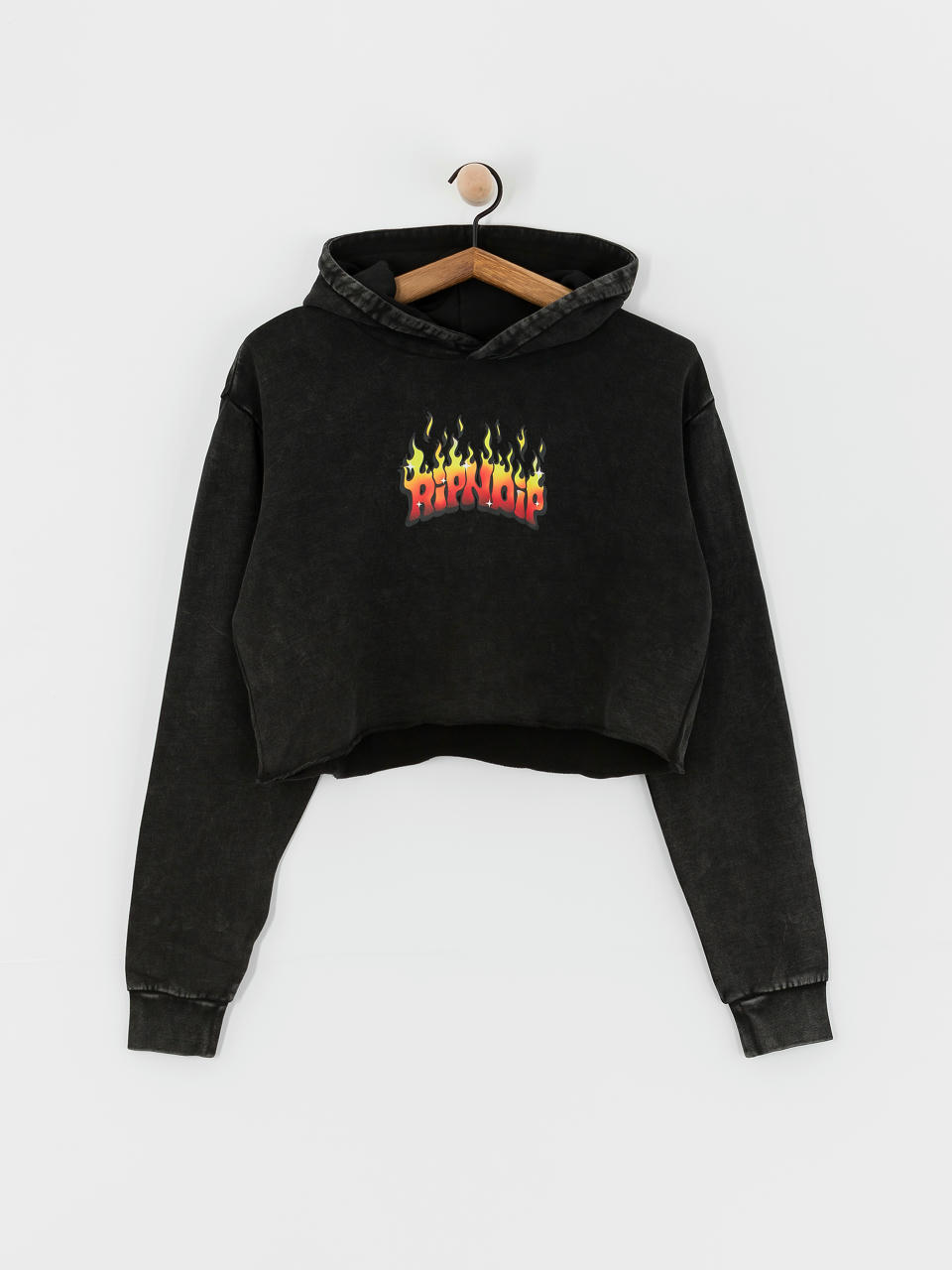 Kapucnis pulóver RipNDip Scary Cute Cropped HD (black wash)