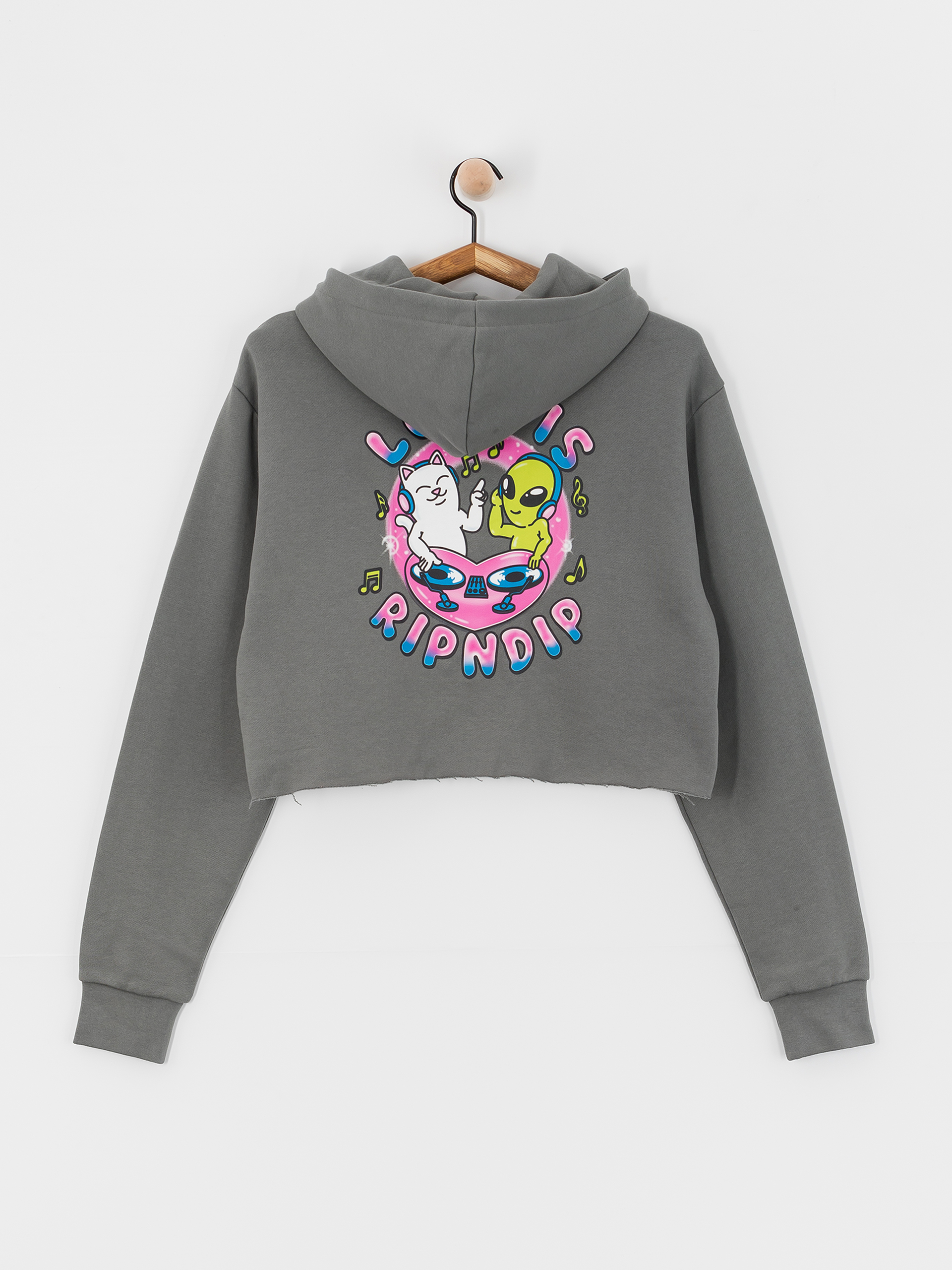 Kapucnis pulóver RipNDip Love Is Ripndip Cropped HD (charcoal)