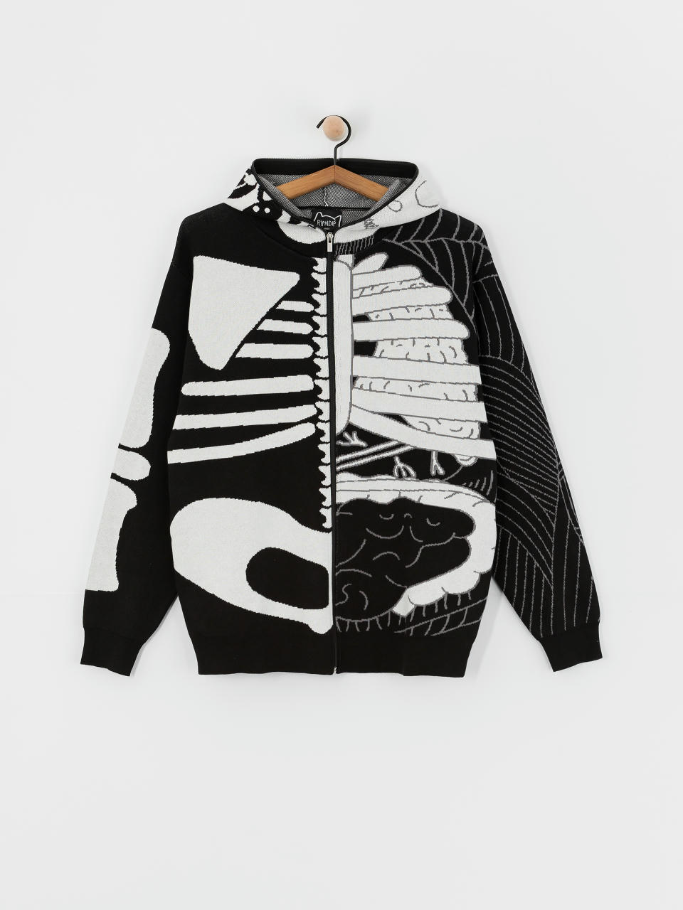 Kapucnis pulóver RipNDip Skelly Nerm Knit HD (black/white)