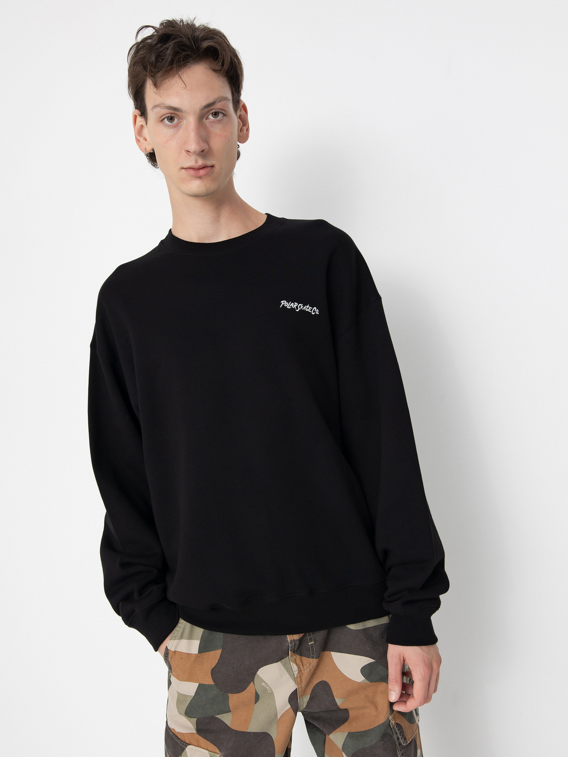 Polar Skate Dave Crewneck Surf Logo Pulóver (black)