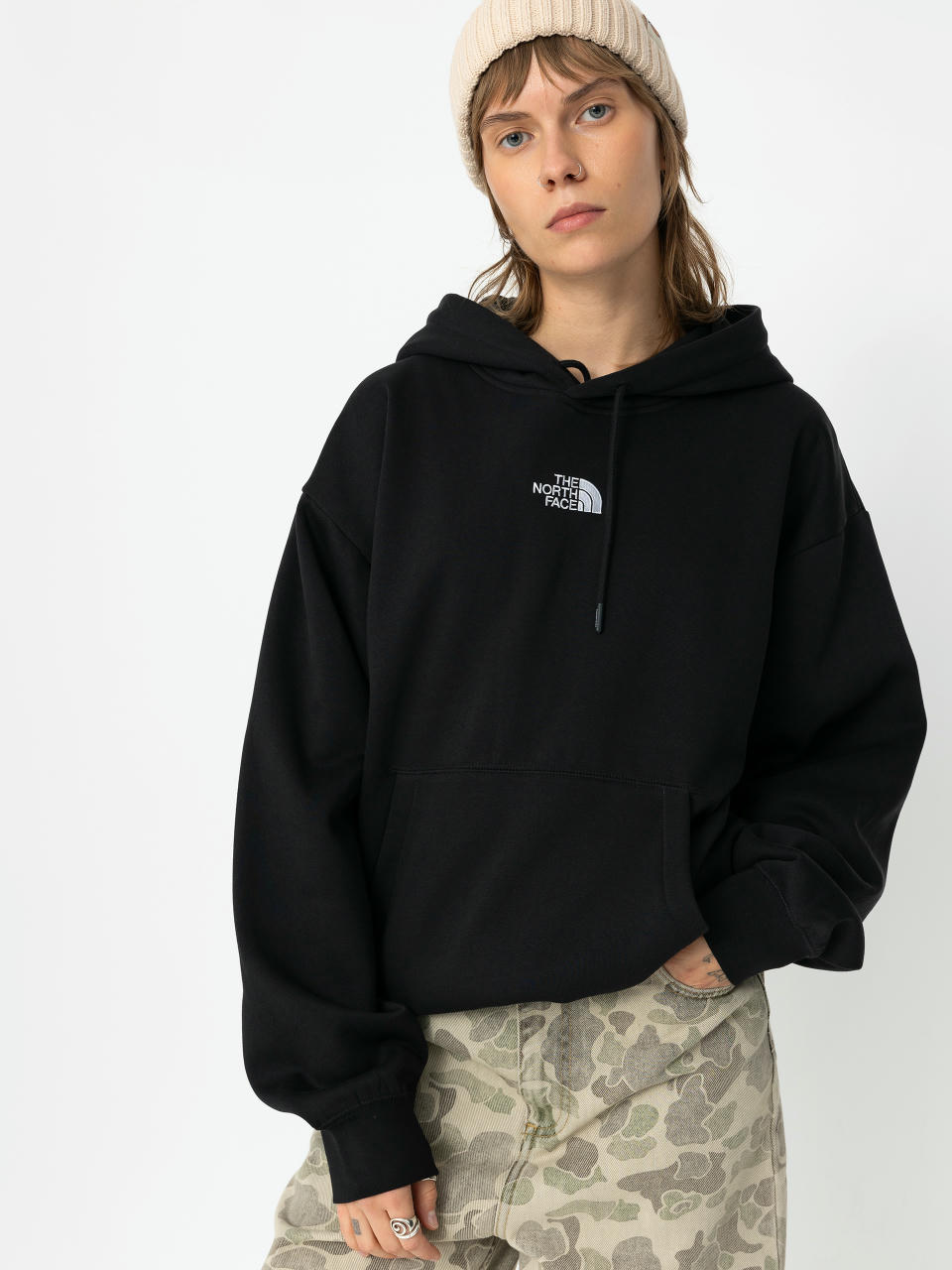 The North Face Essential Oversize HD Wmn Kapucnis pulóver (tnf black)