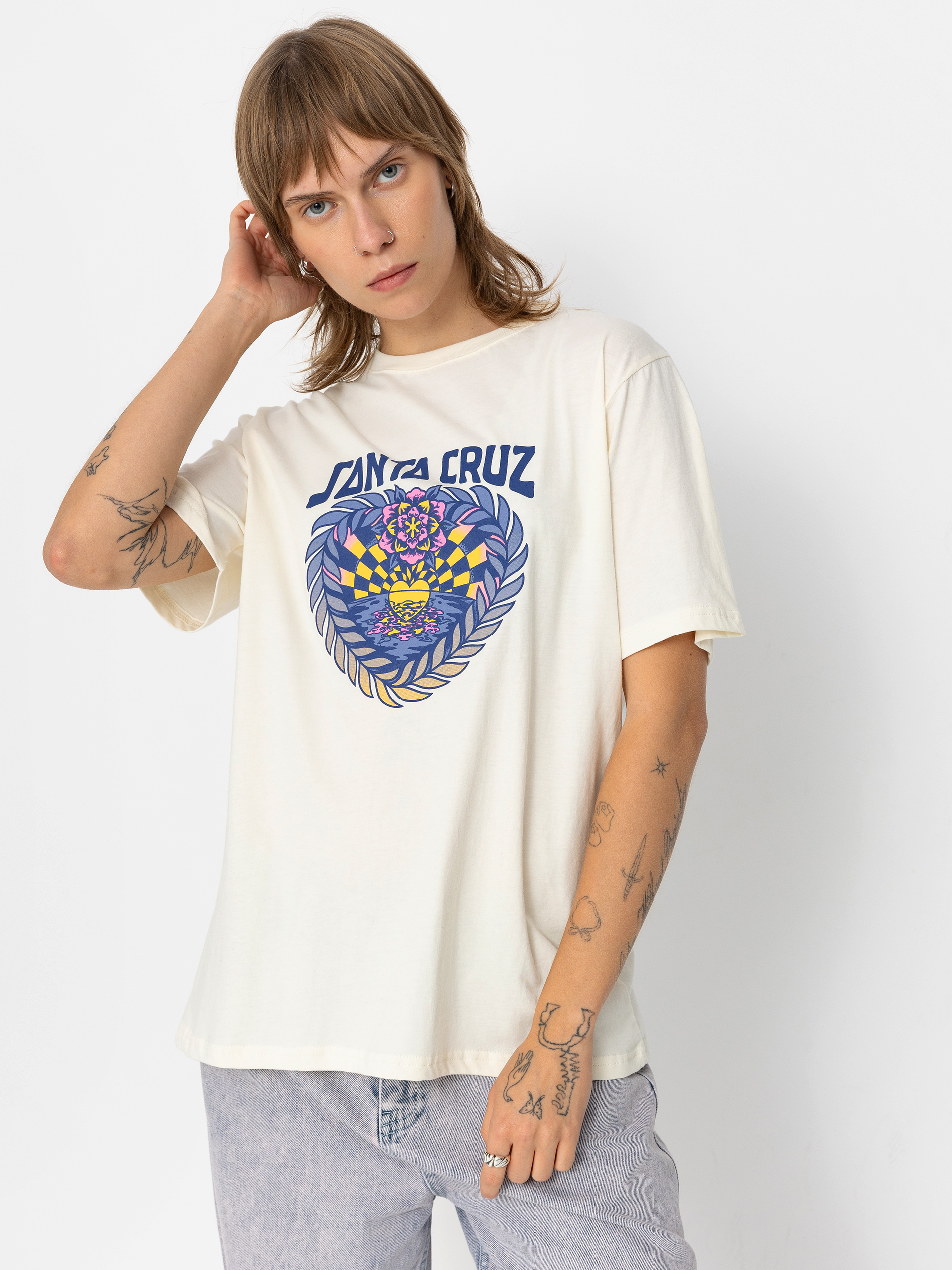 Santa Cruz Heart Set Front Wmn Póló (off white)